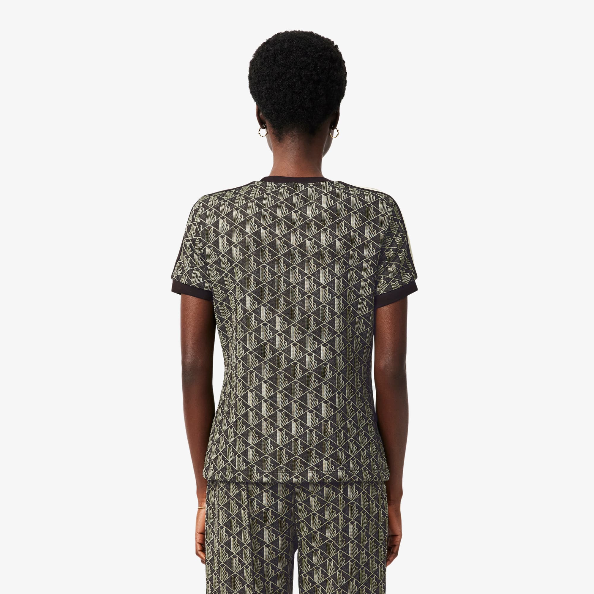 Women's Slim Fit Monogram T-Shirt - Marron / Jaune