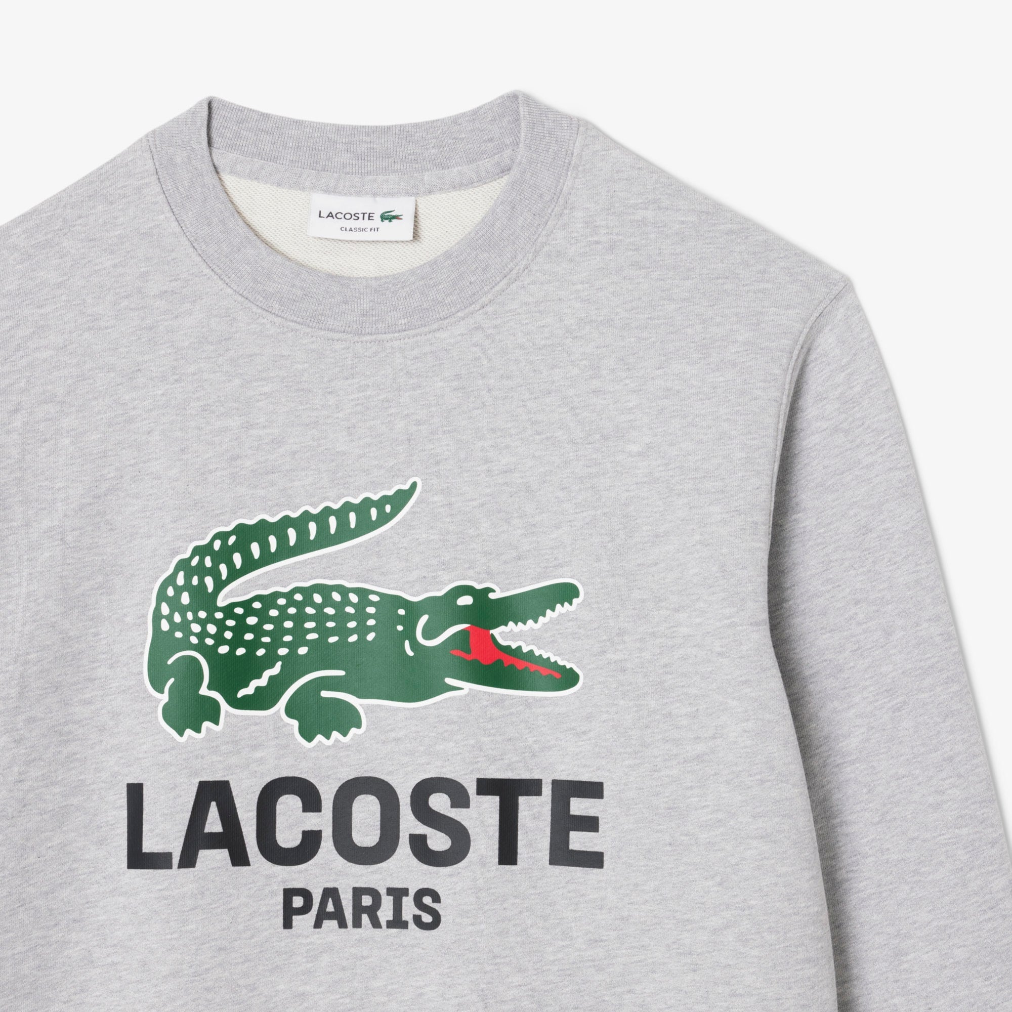 Men's Classic Fit Printed Crew Neck Sweatshirt - Grey Chine