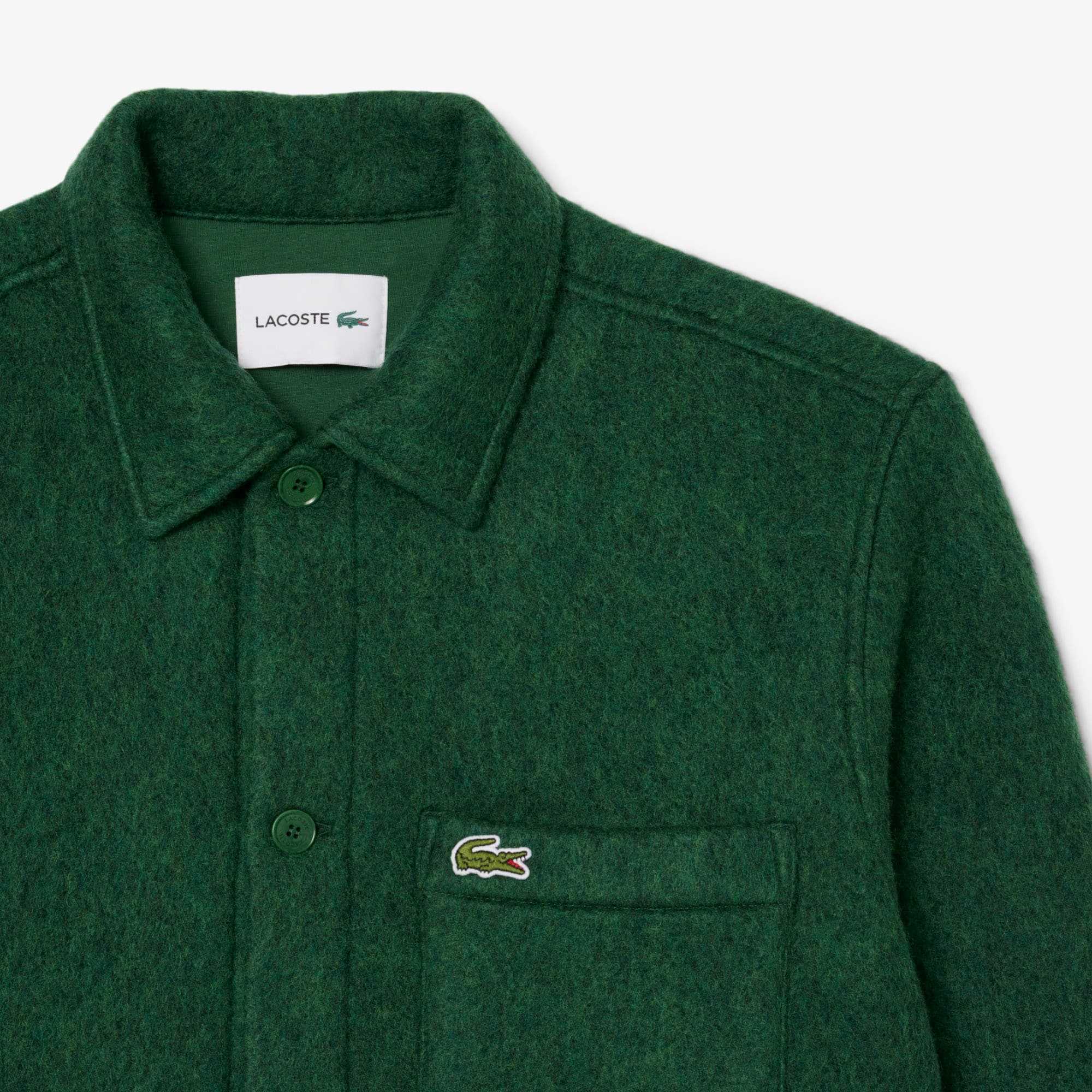 Men's Wool Blend Overshirt - Pine green