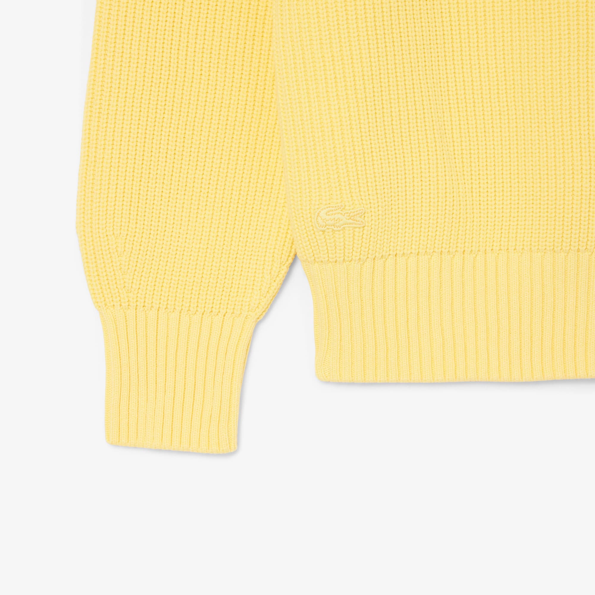 Pearl Rib Knit Badge Accent Sweater - Pastel yellow