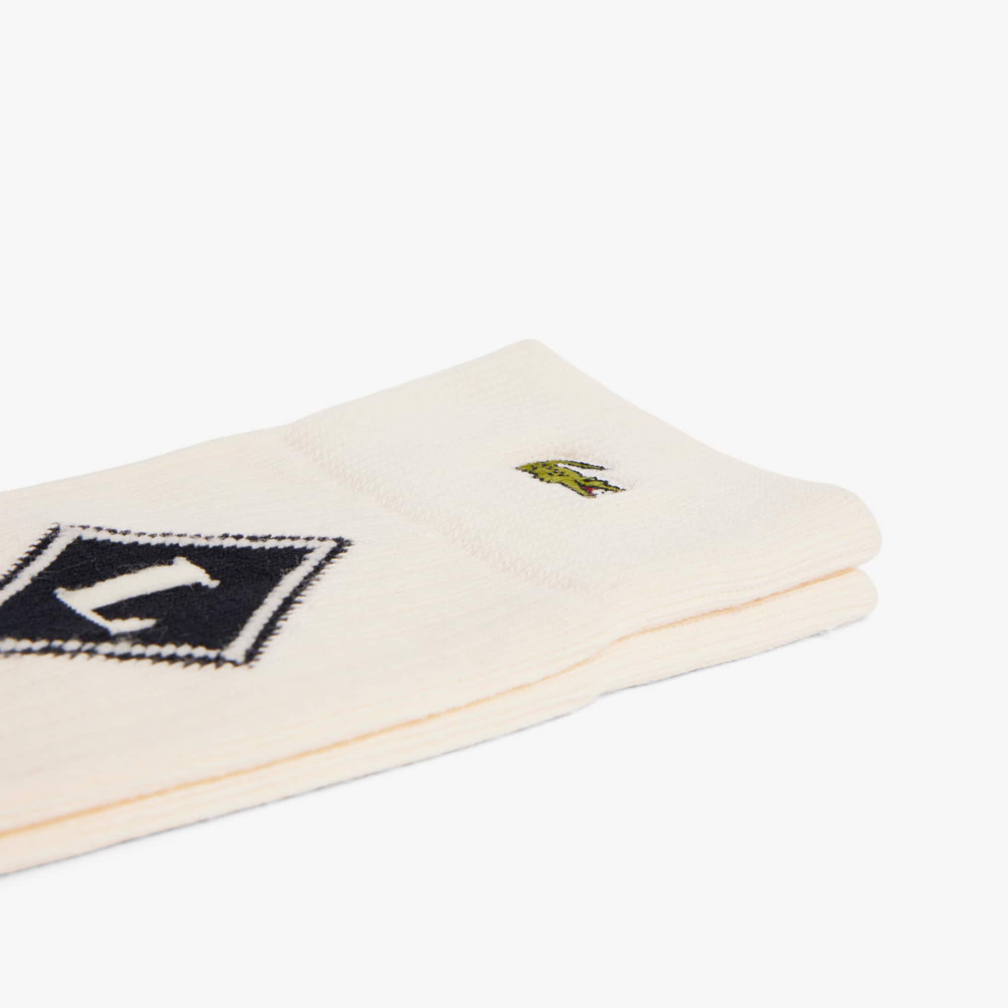 Jacquard Ribbed Socks - Beige / Noir