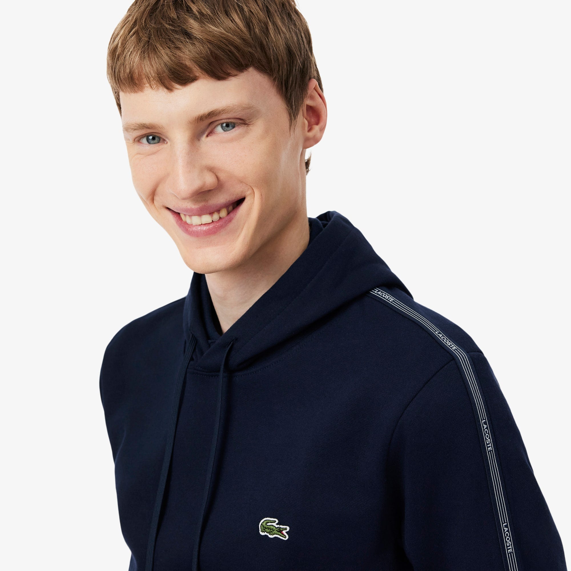 Logo Stripe Zipped Hoodie - Navy Blue
