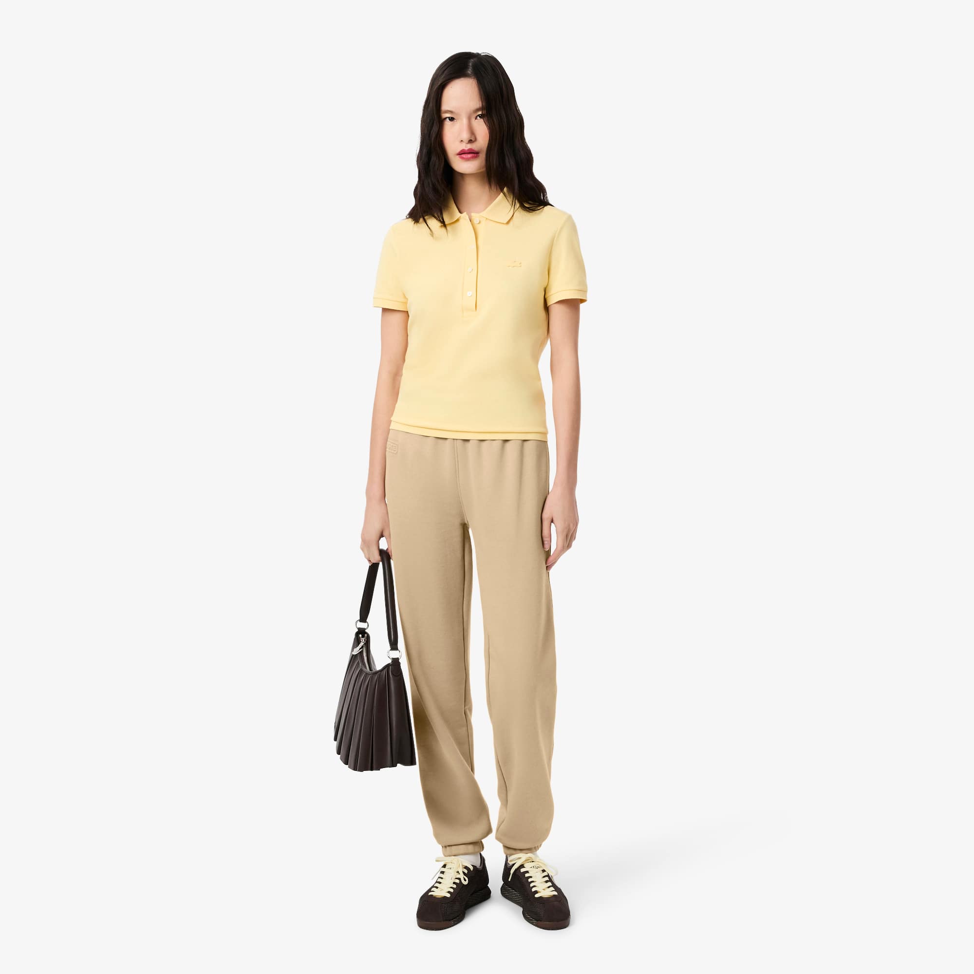 Women's Embossed Logo Fleece Pants - Beige