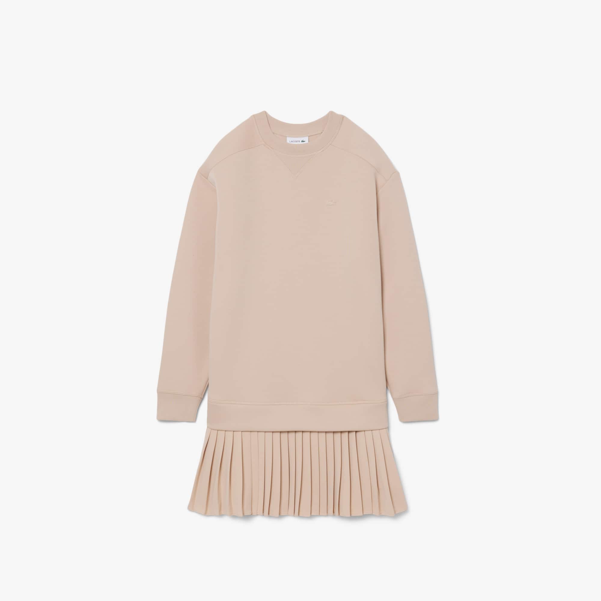 Oversized Cotton Sweatshirt Dress - Beige