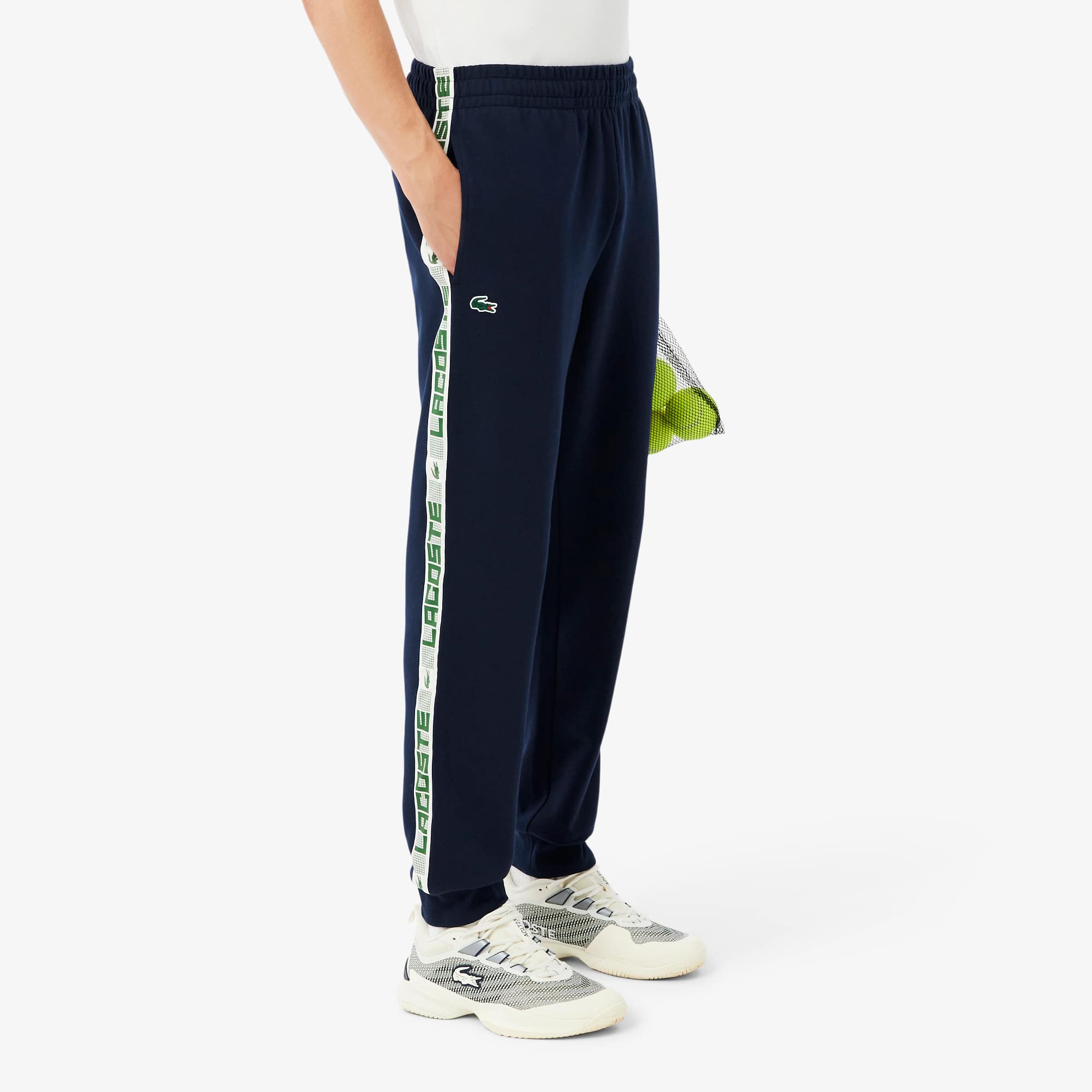 Men's Tennis Logo Stripe Tracksuit Pants - Navy Blue