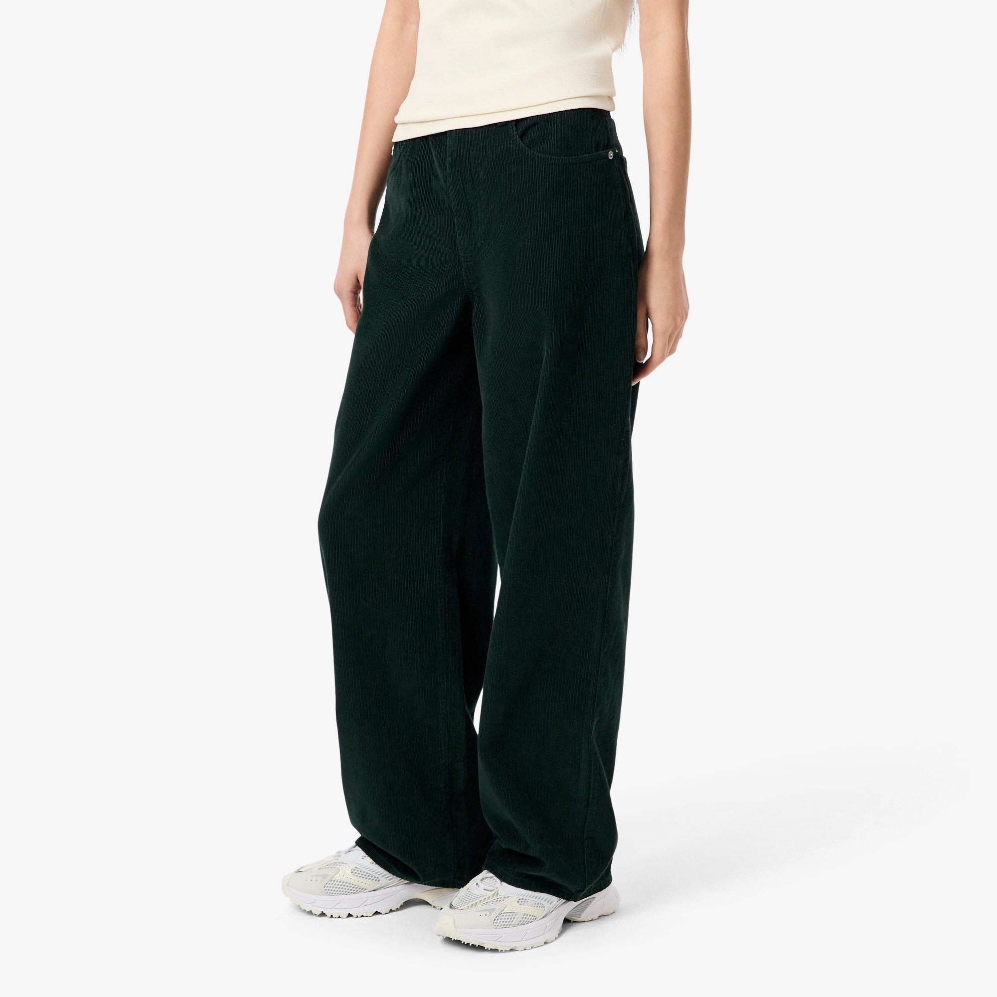 Women's Wide Leg Corduroy Pants - Forest green