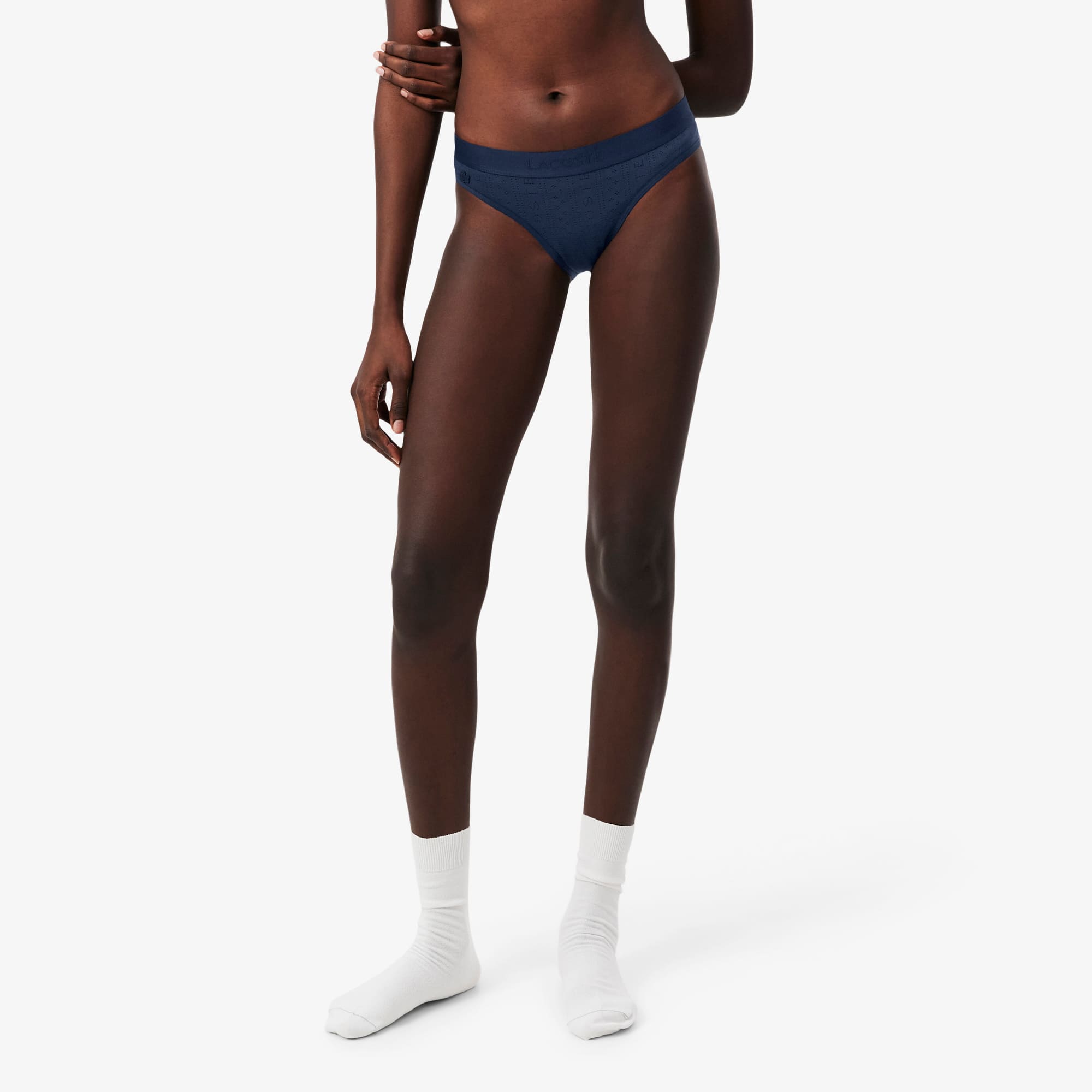 Stretch Pointelle Briefs - Navy Blue