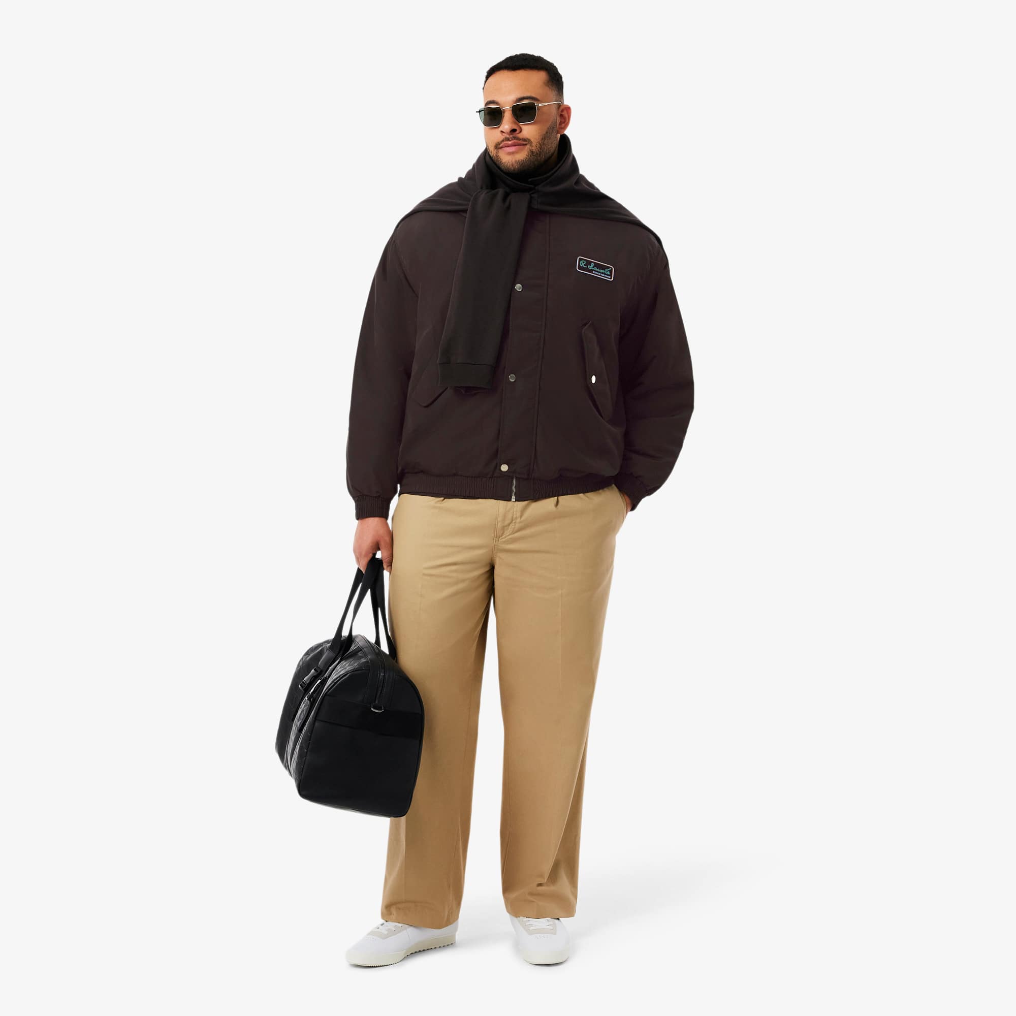 Men's Water-Repellent Aviator Badge Jacket - Brown
