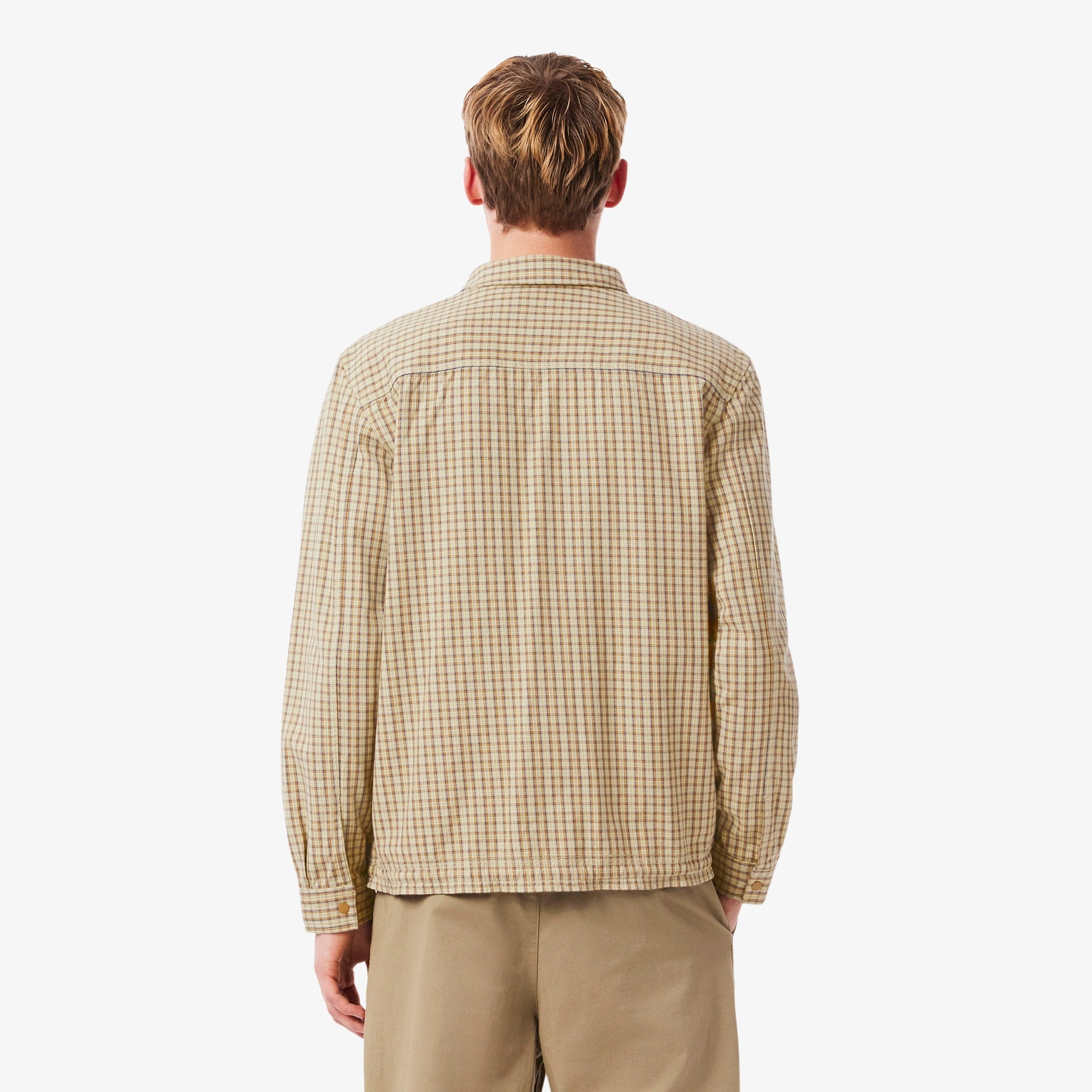 Men's Oversized Heavy Cotton Plaid Overshirt - Bleu / Beige / Marron