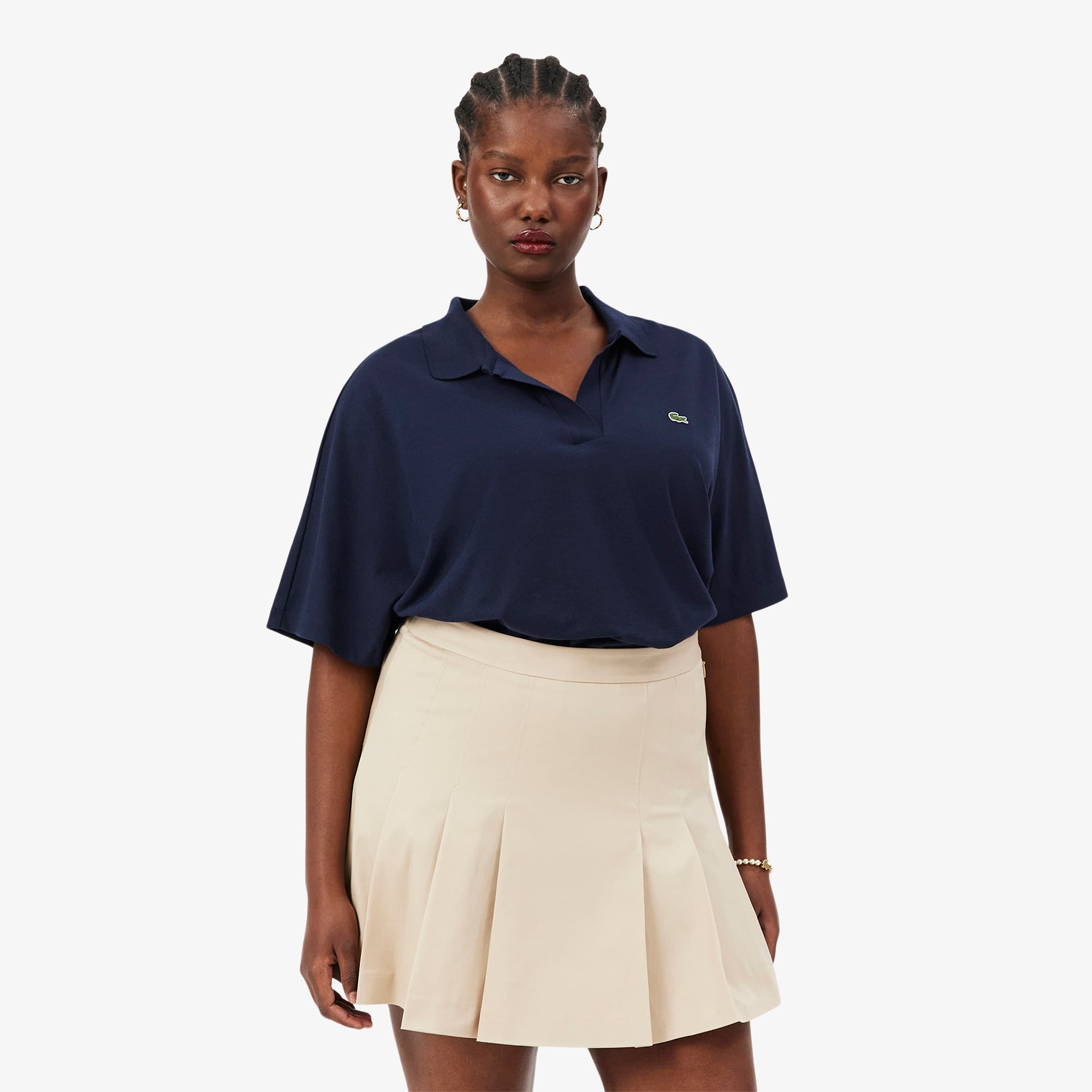 Women's Relaxed Fit Piqué Polo - Navy Blue