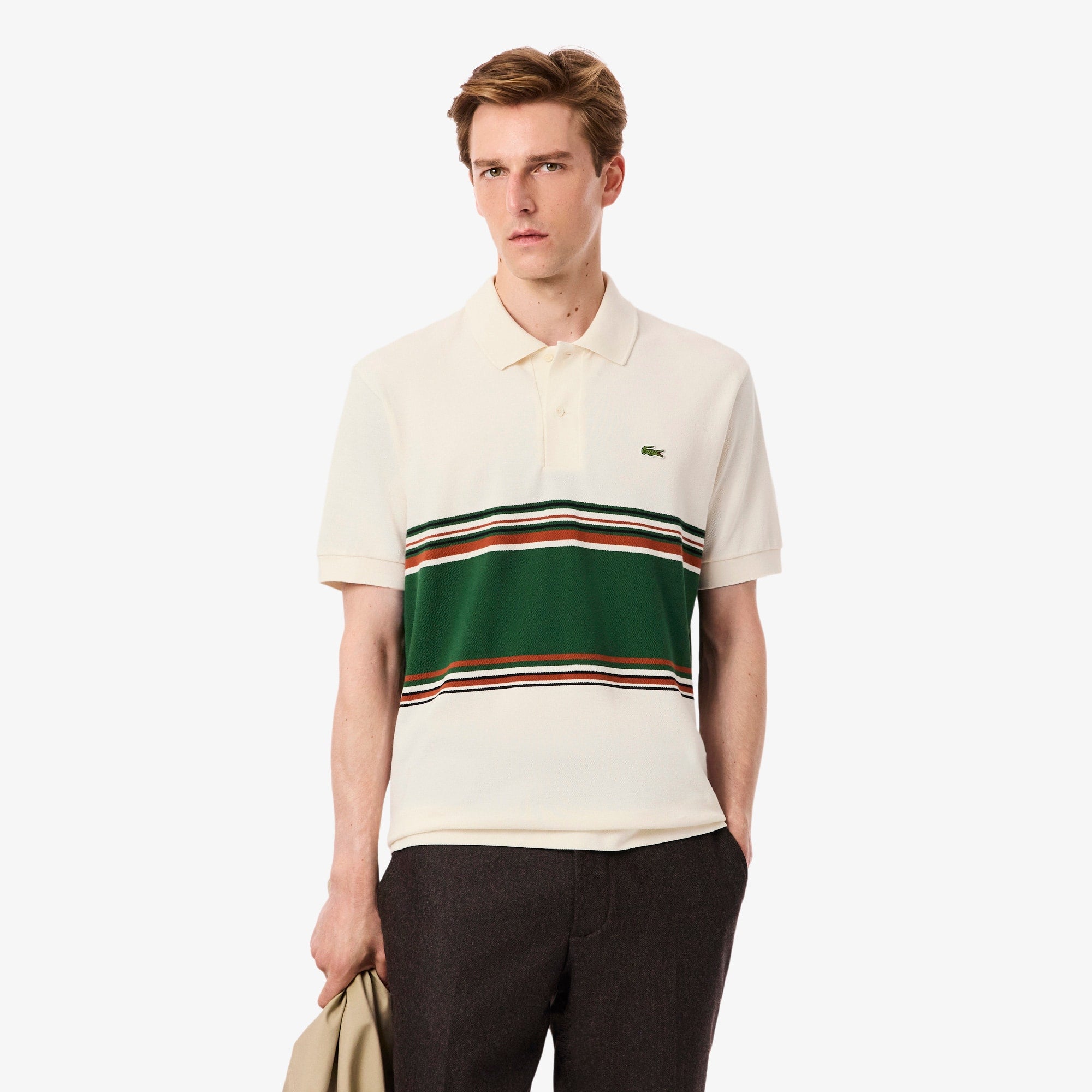 Men's Made In France Classic Fit Striped Polo - Cream
