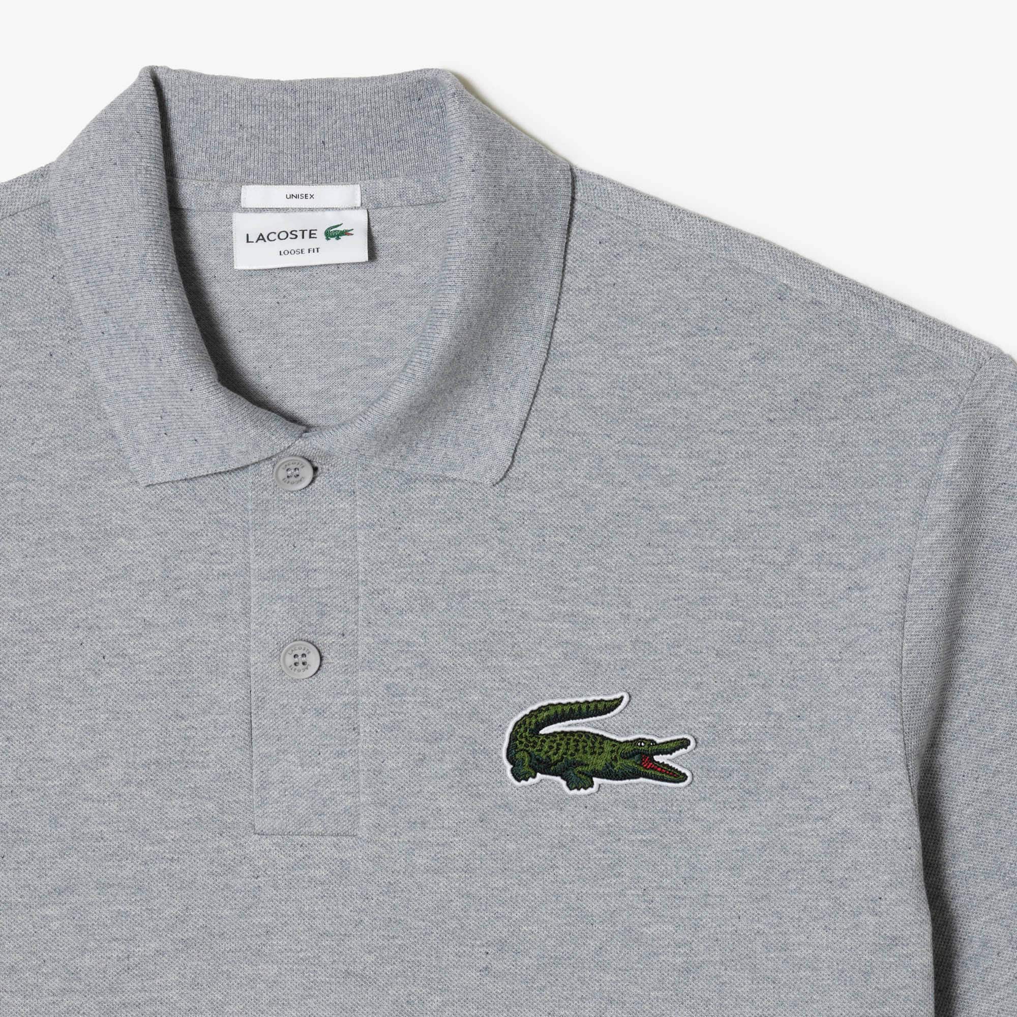 Unisex Loose Fit Piqué Polo - Grey Chine
