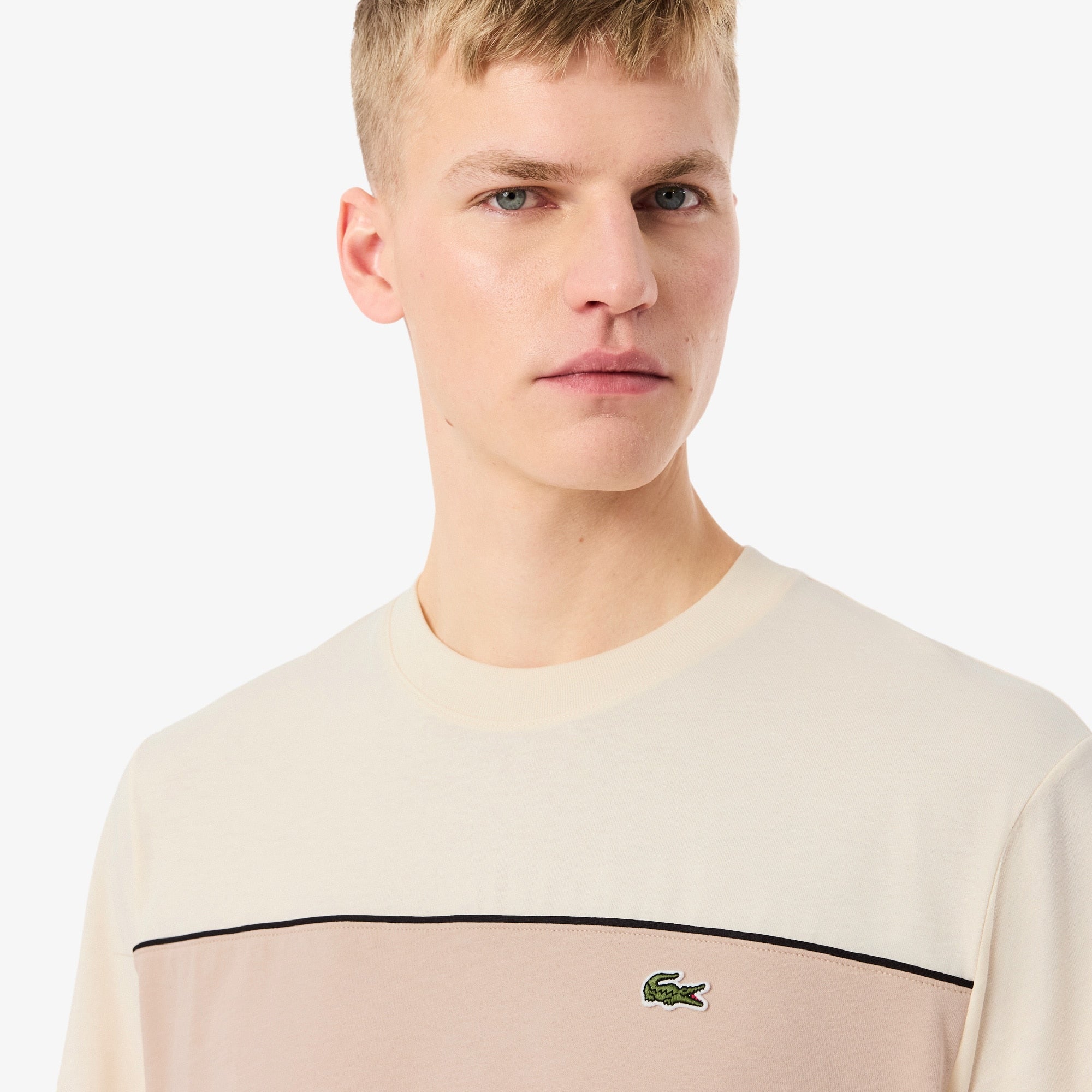 Colorblock Cotton T-Shirt - Beige