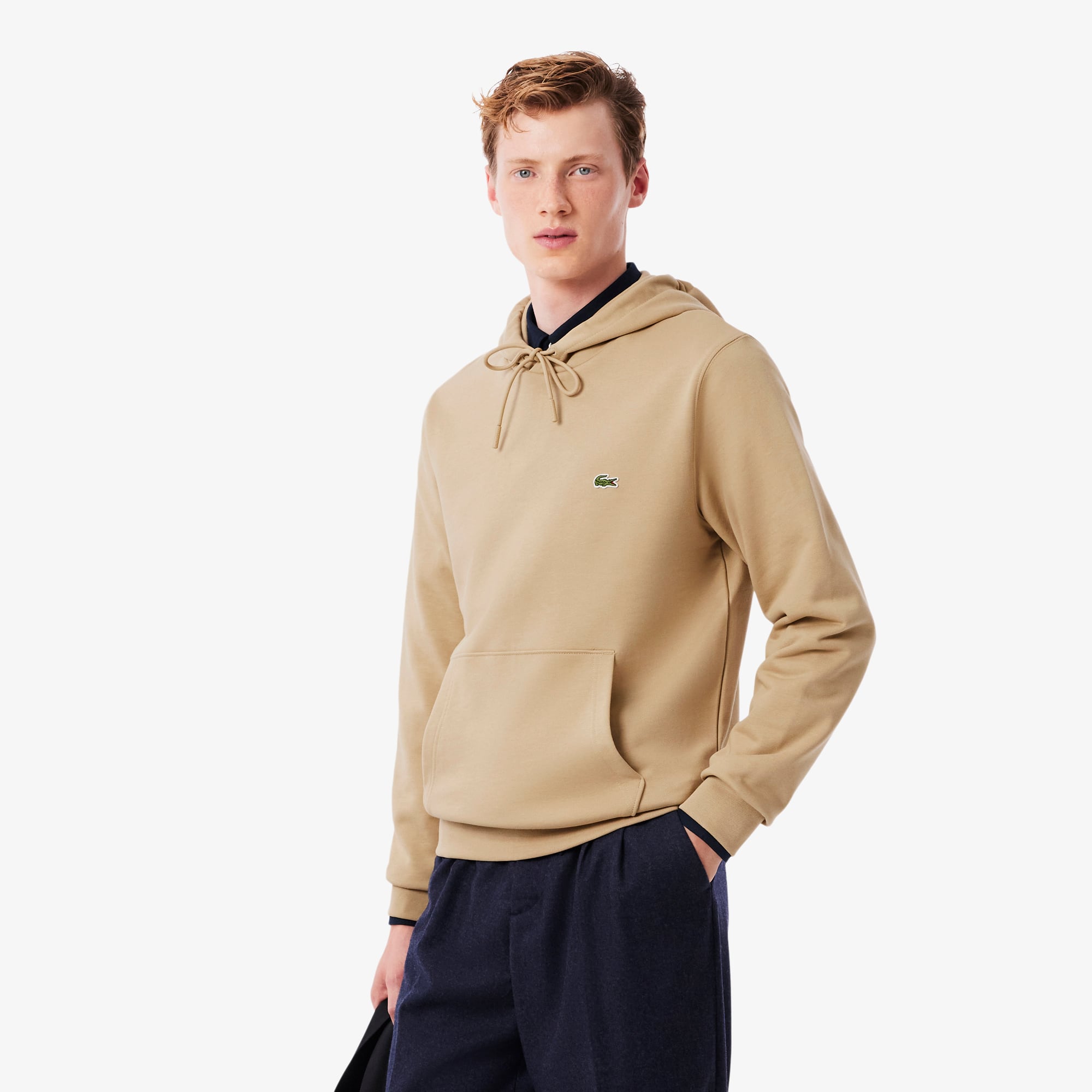 Men's Cotton Fleece Hoodie - Beige