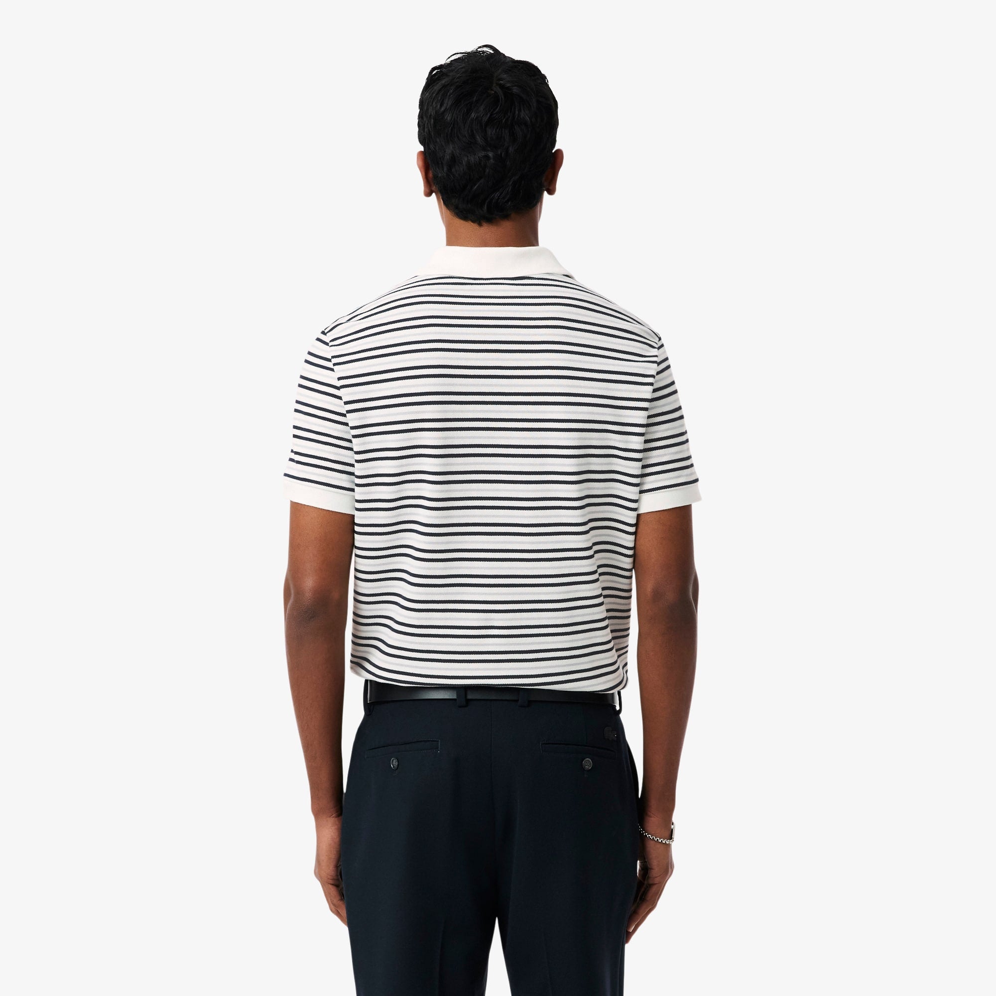 Classic Fit Striped Petit Piqué Polo - Noir / Blanc