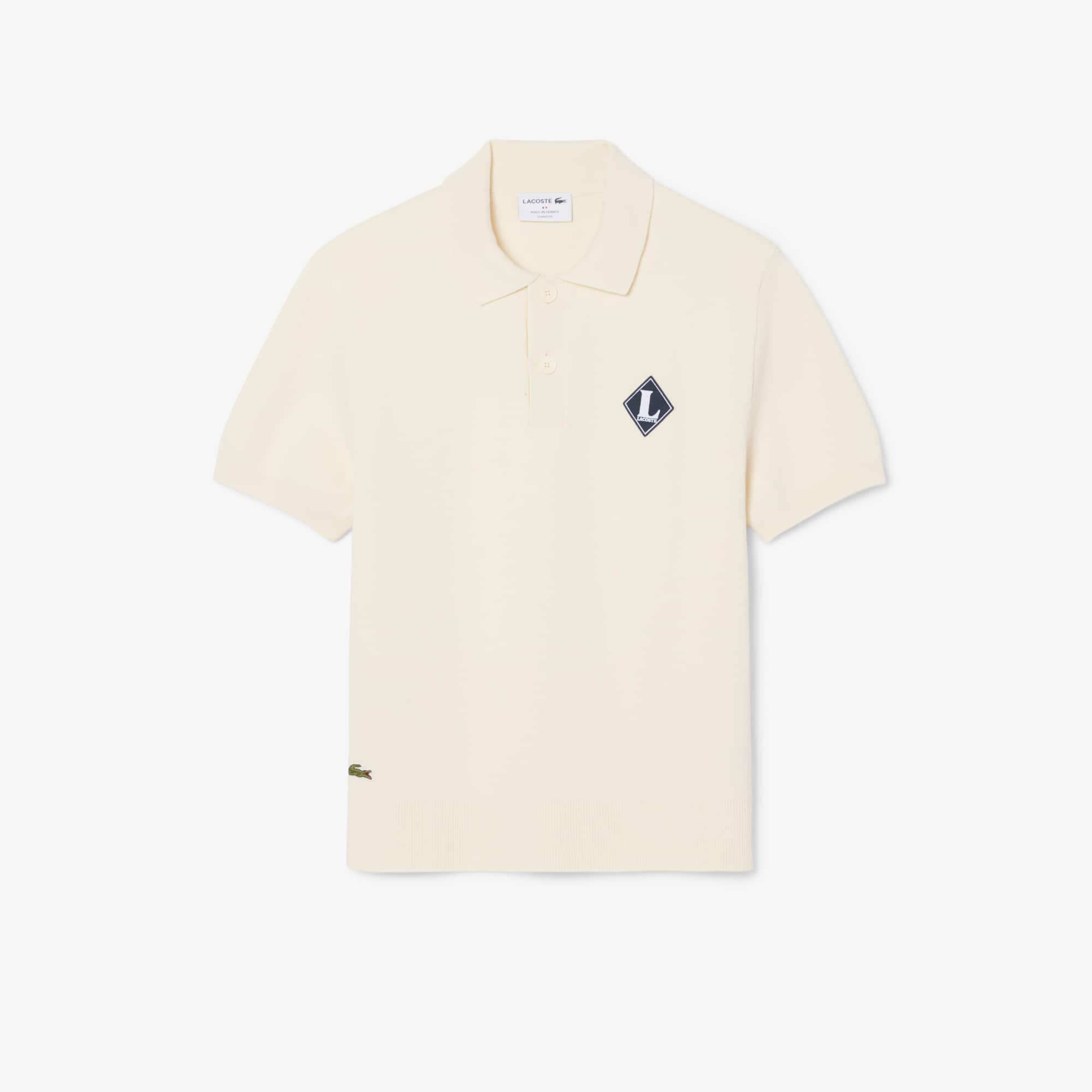 Made In France Badge Accent Polo Collar Sweater - Cream