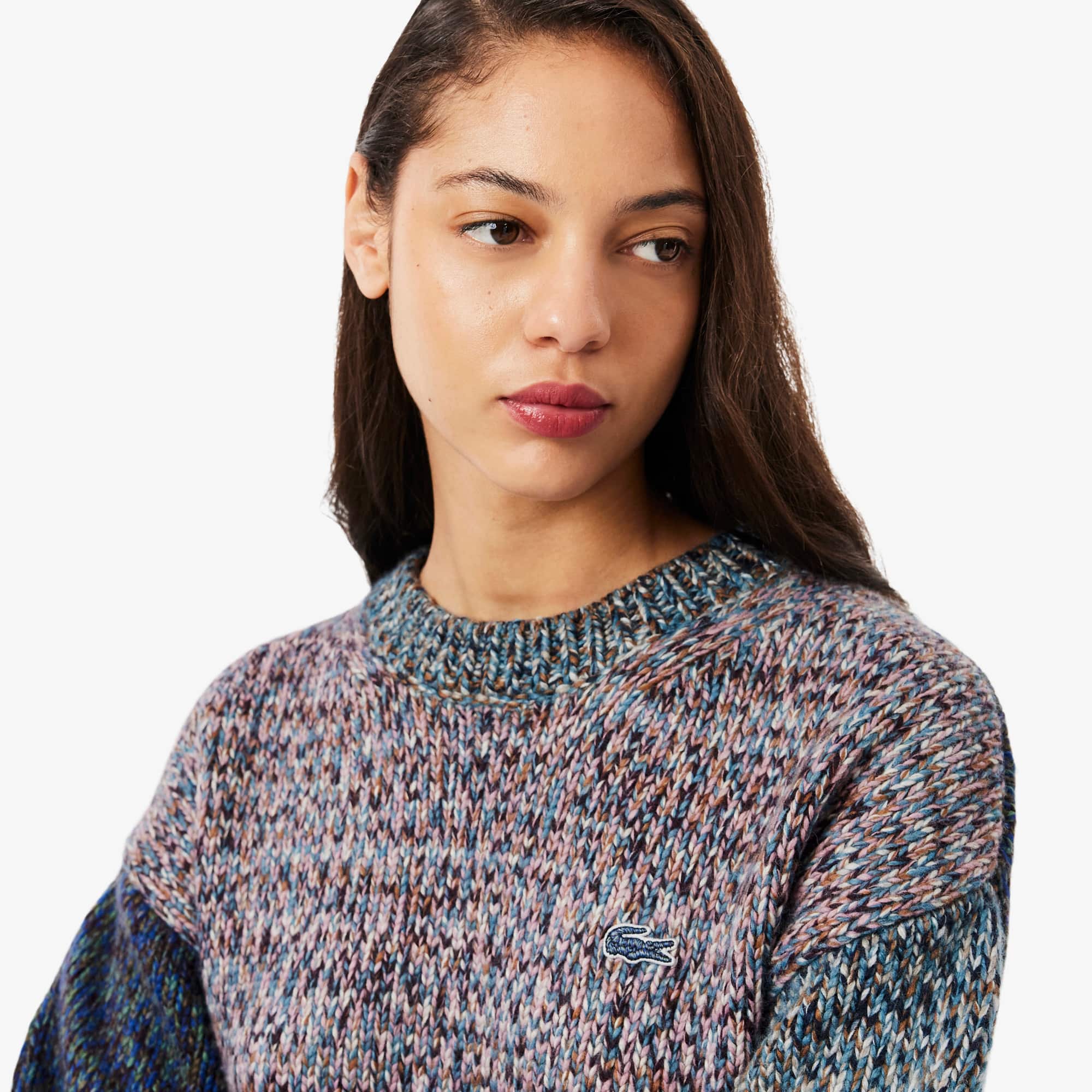 Women's High-Neck Wool Blend Cable Knit Sweater - White