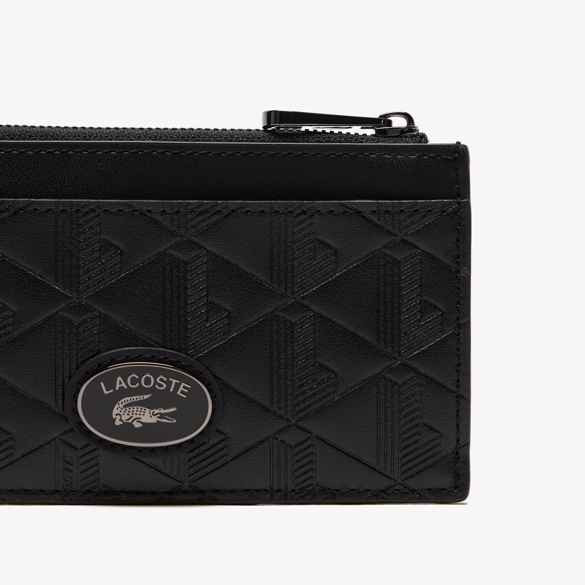 Monogram Leather Zip Card Holder - Black