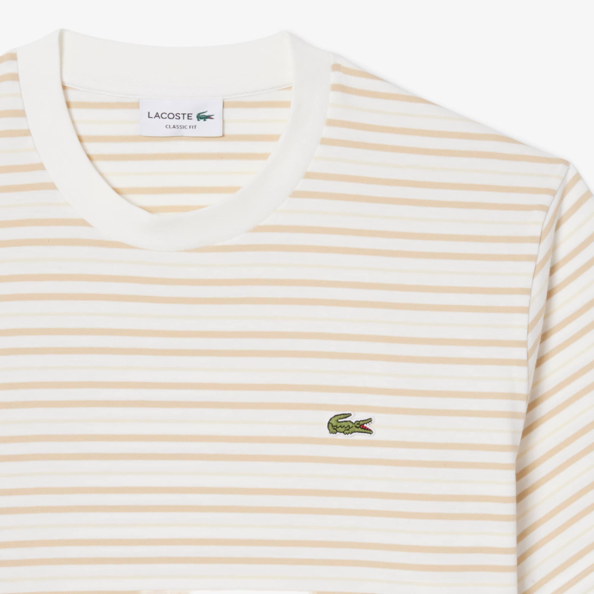 Striped Cotton T-Shirt - Beige / Blanc