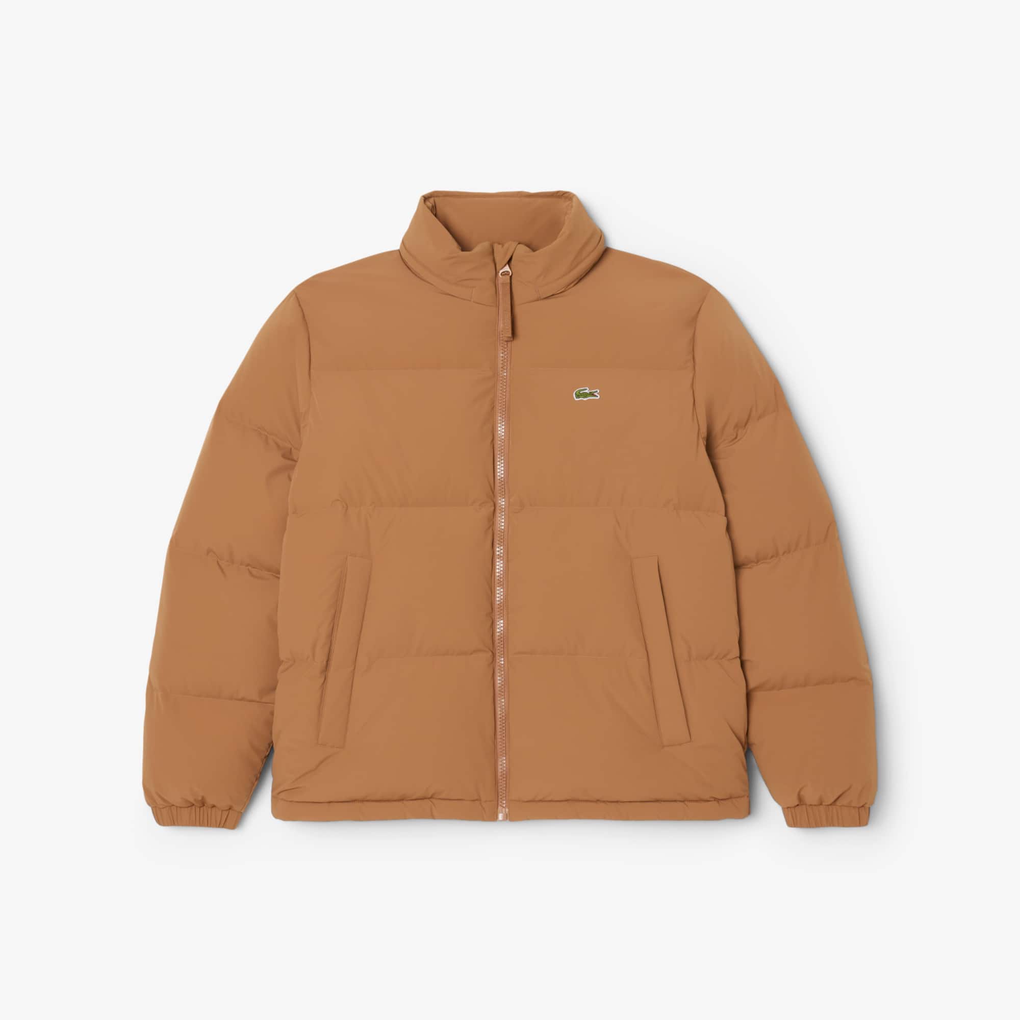 Men's Water-Repellent Hooded Down Jacket - Light Brown
