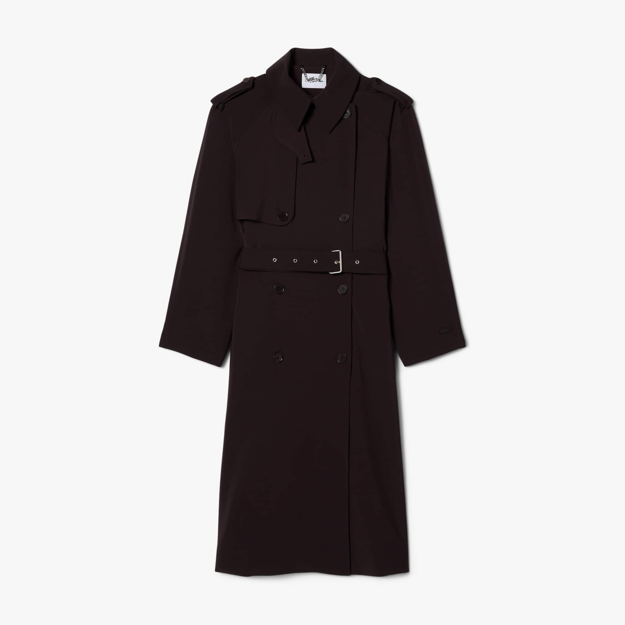 Oversized Wool Blend Trench Coat - Brown