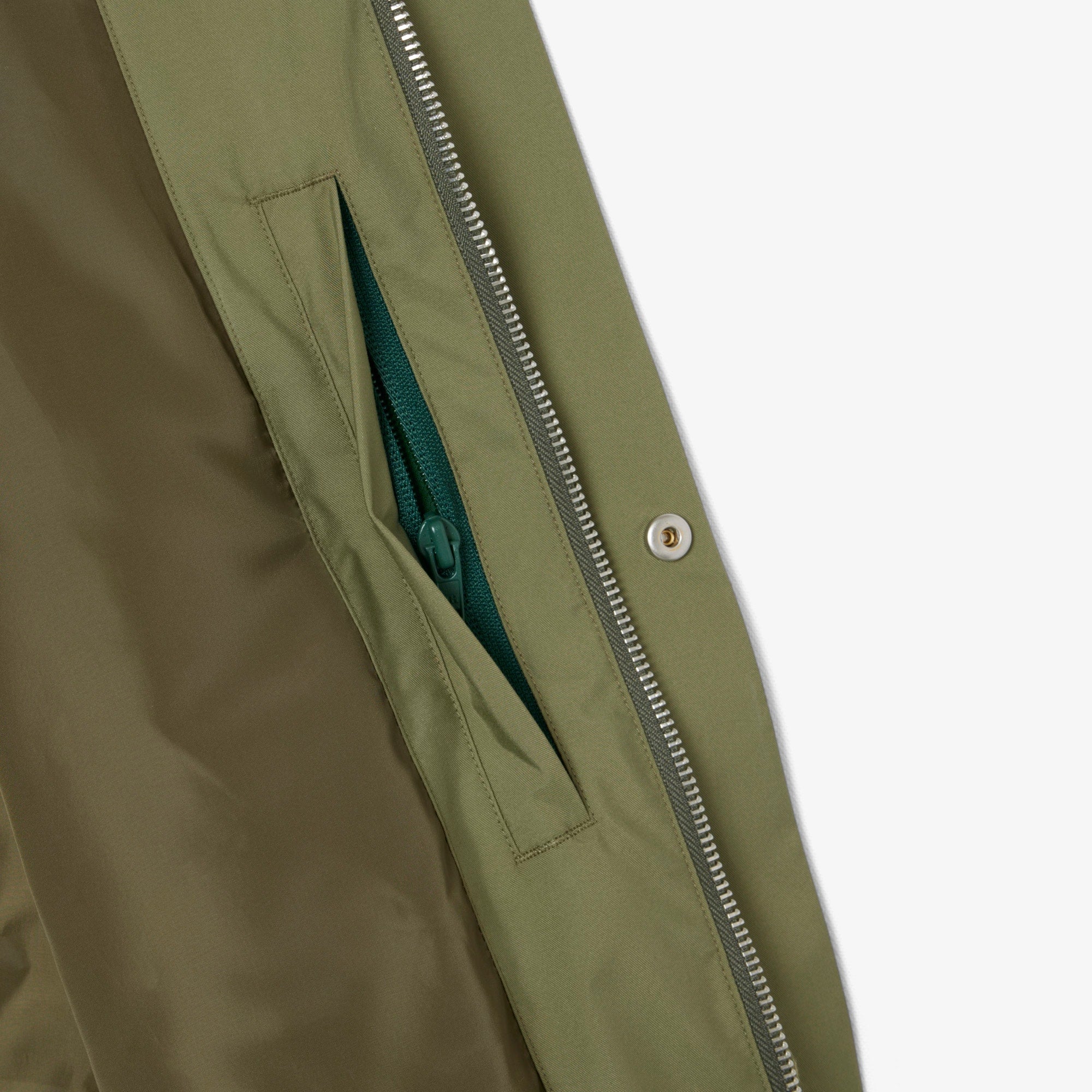 Mid-Length Water-Repellent Windbreaker Jacket - Khaki Green