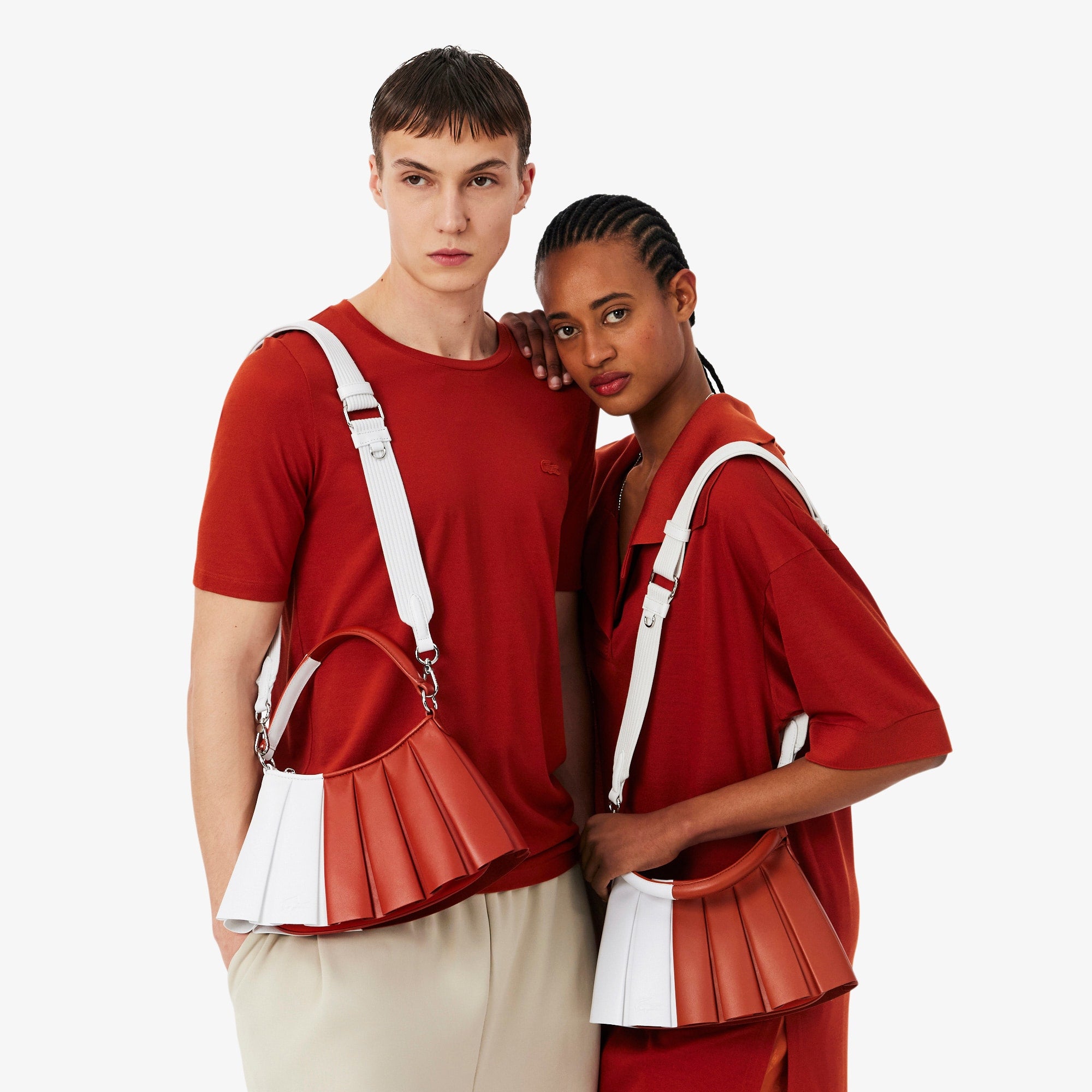 Runway Small Lenglen Two-Tone Leather Bag - ORANGINE WHITE