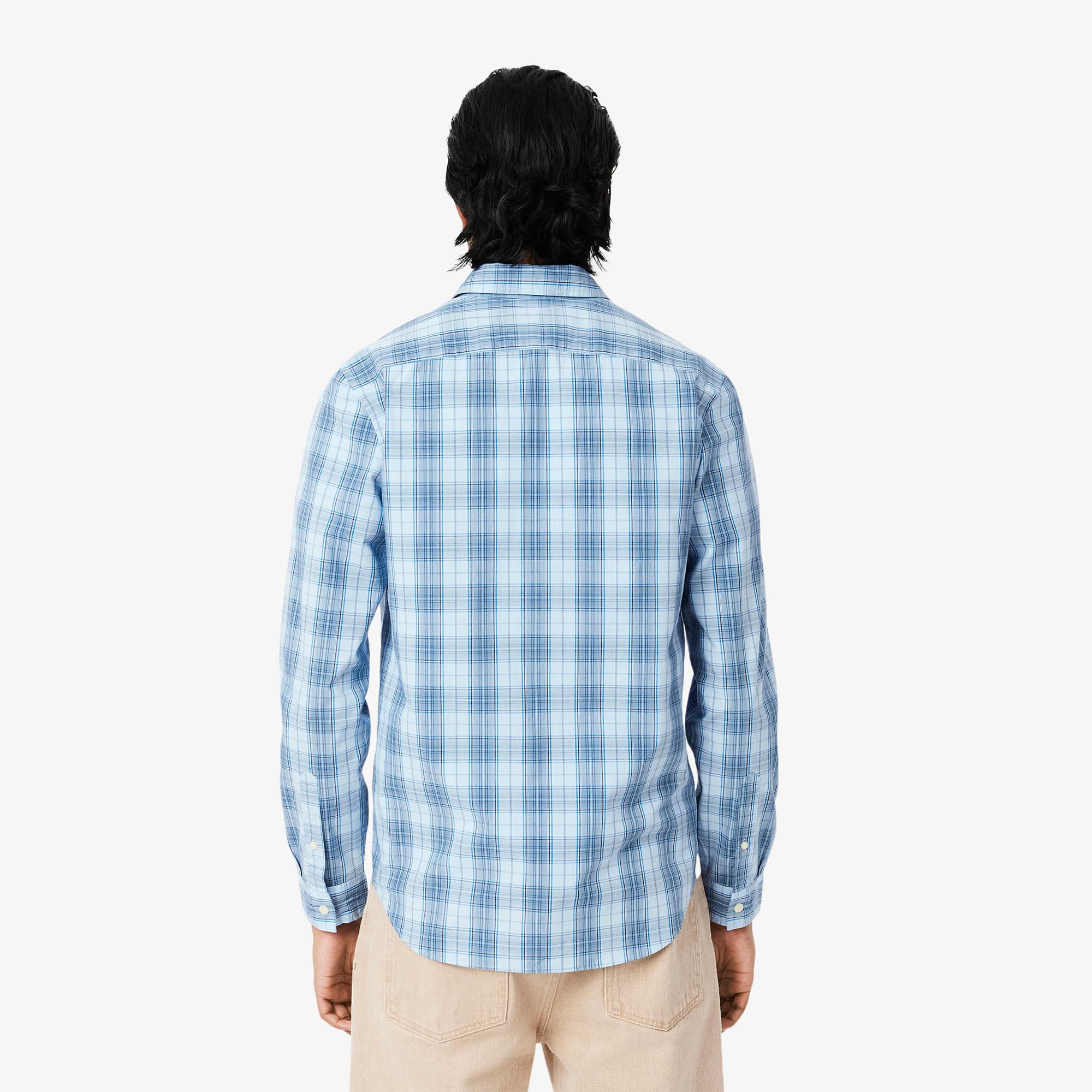 Men's Slim Fit Stretch Plaid Shirt - Light Blue / Blue / Navy Blue