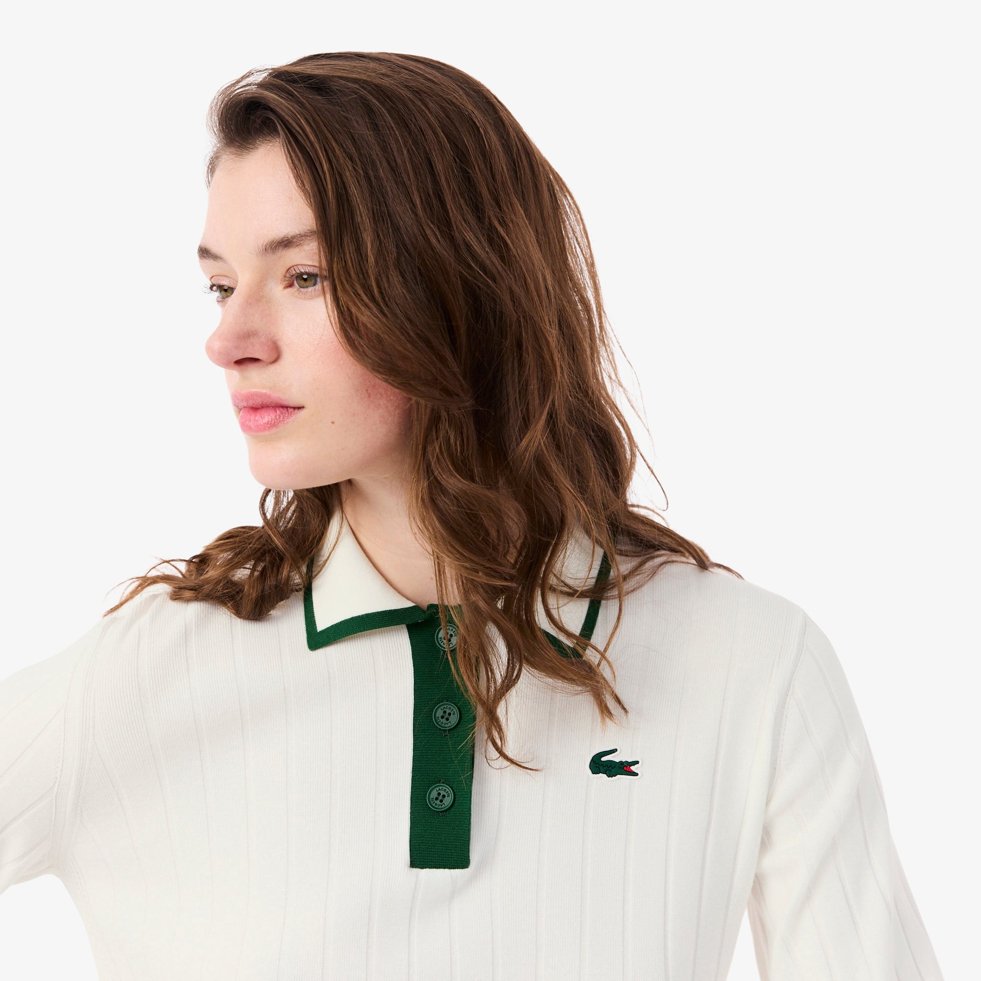 Women's Polo Collar Stretch Golf Sweater - White / Green