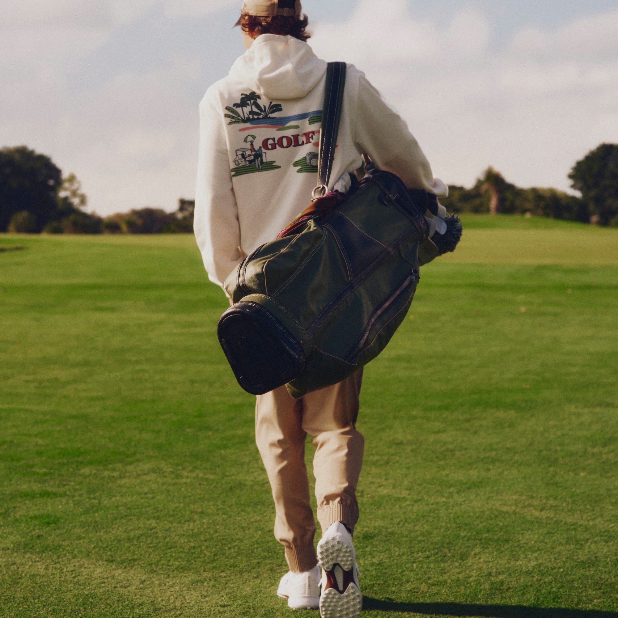 Golf Print Hoodie - Blanc / Beige