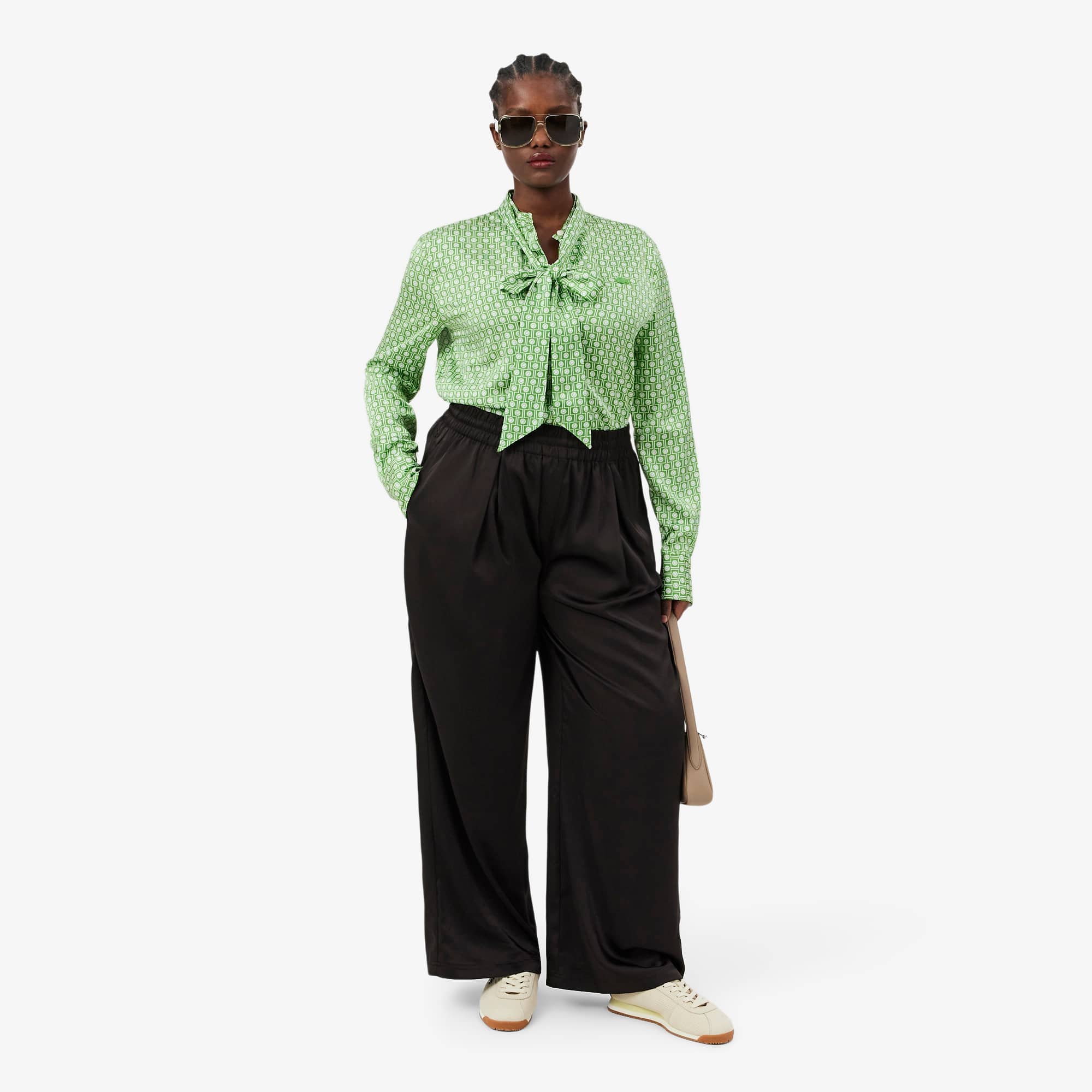 Regular Fit Removable Tie Collar Shirt - Vert / Blanc