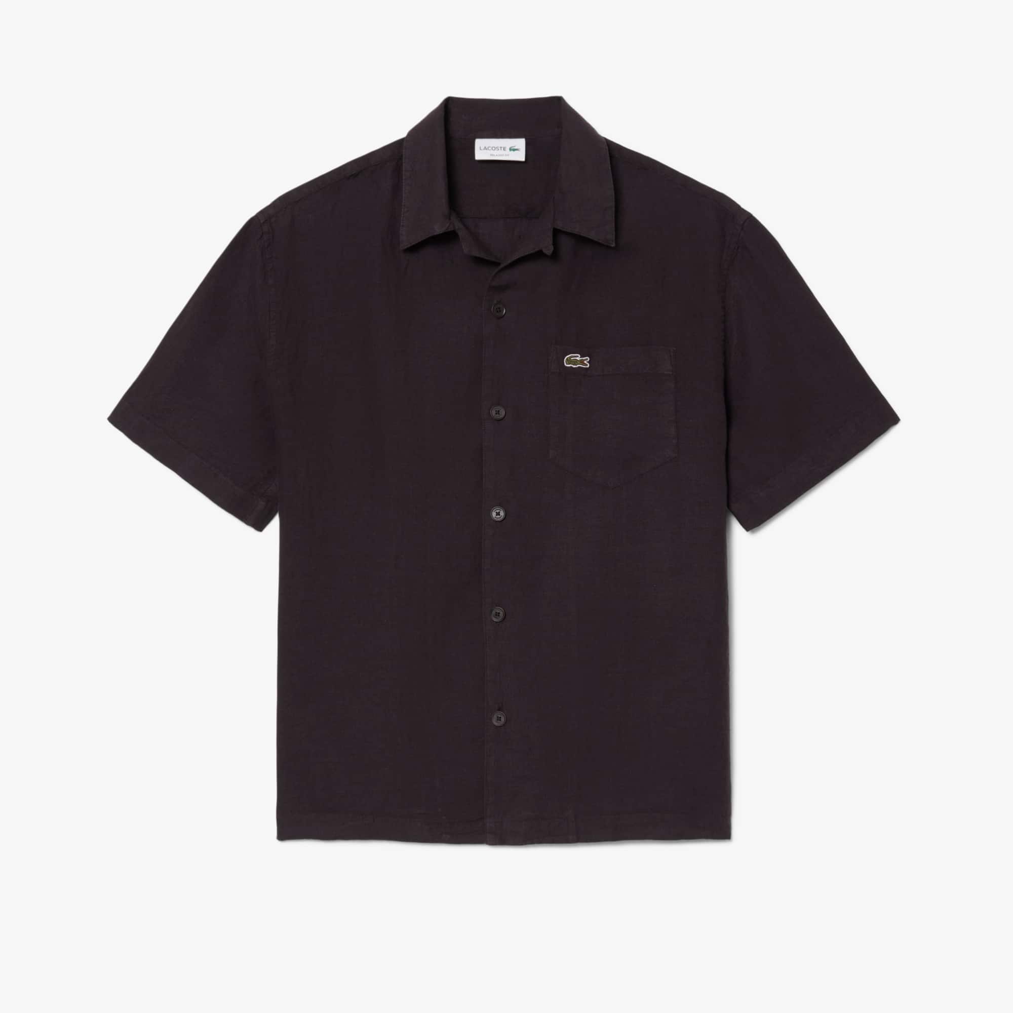 Relaxed Fit Linen Shirt - Brown