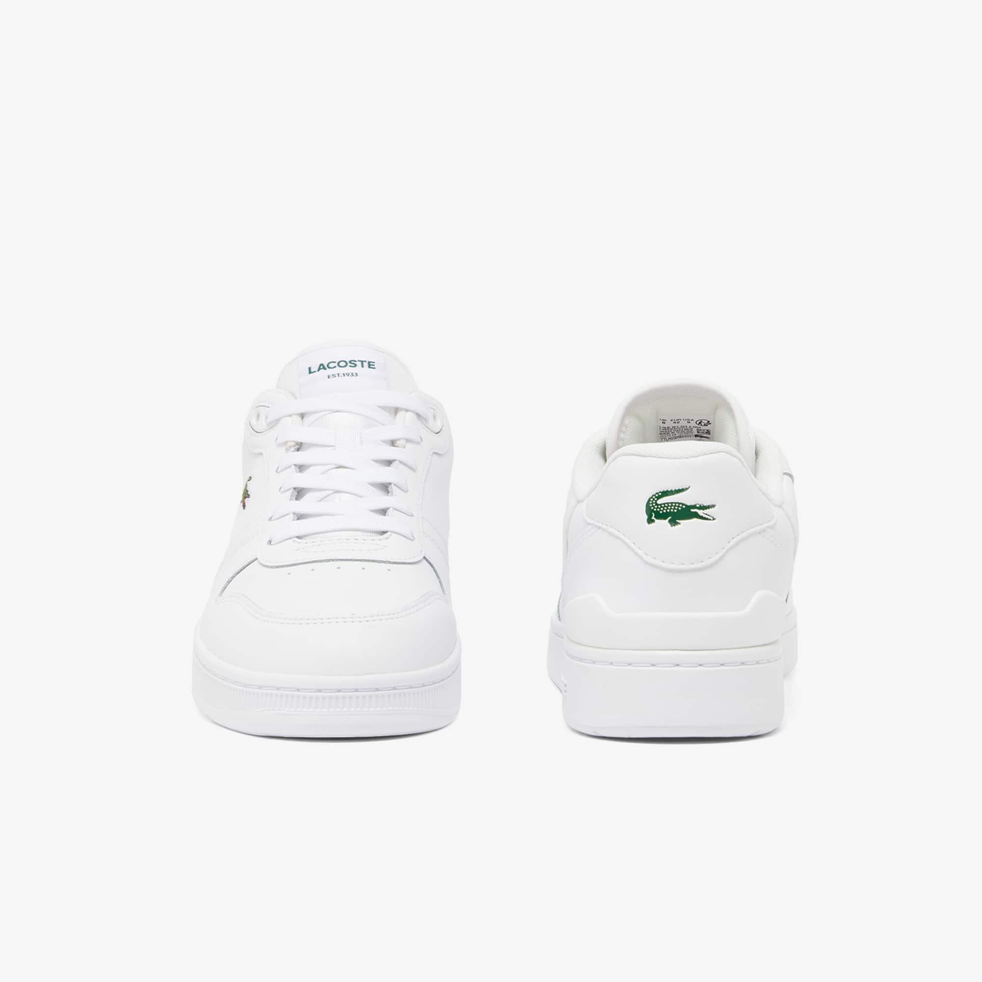Men's T-Clip Set Leather Sneakers - WHITE/WHITE