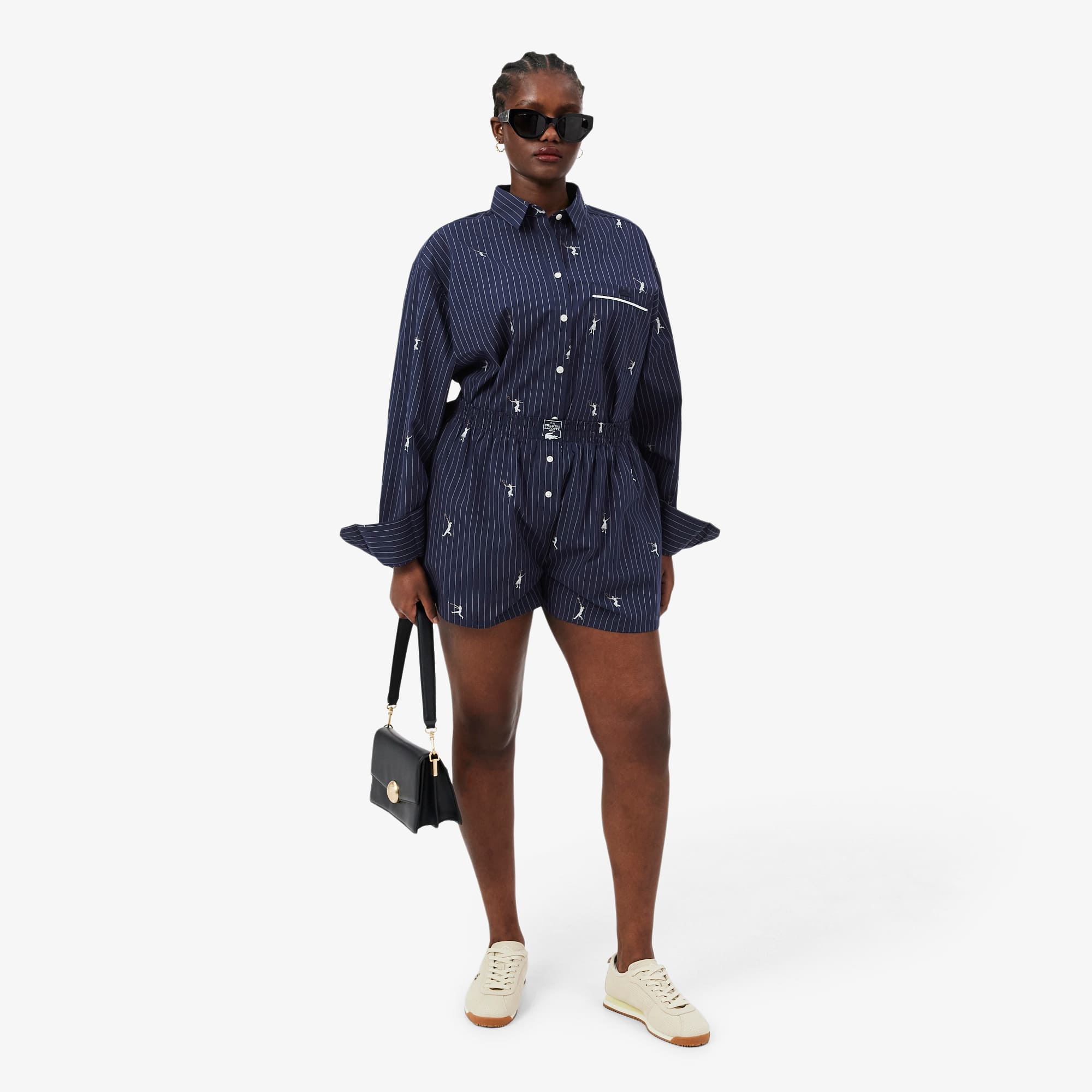 Cotton Poplin Boxer Shorts - Navy Blue / White