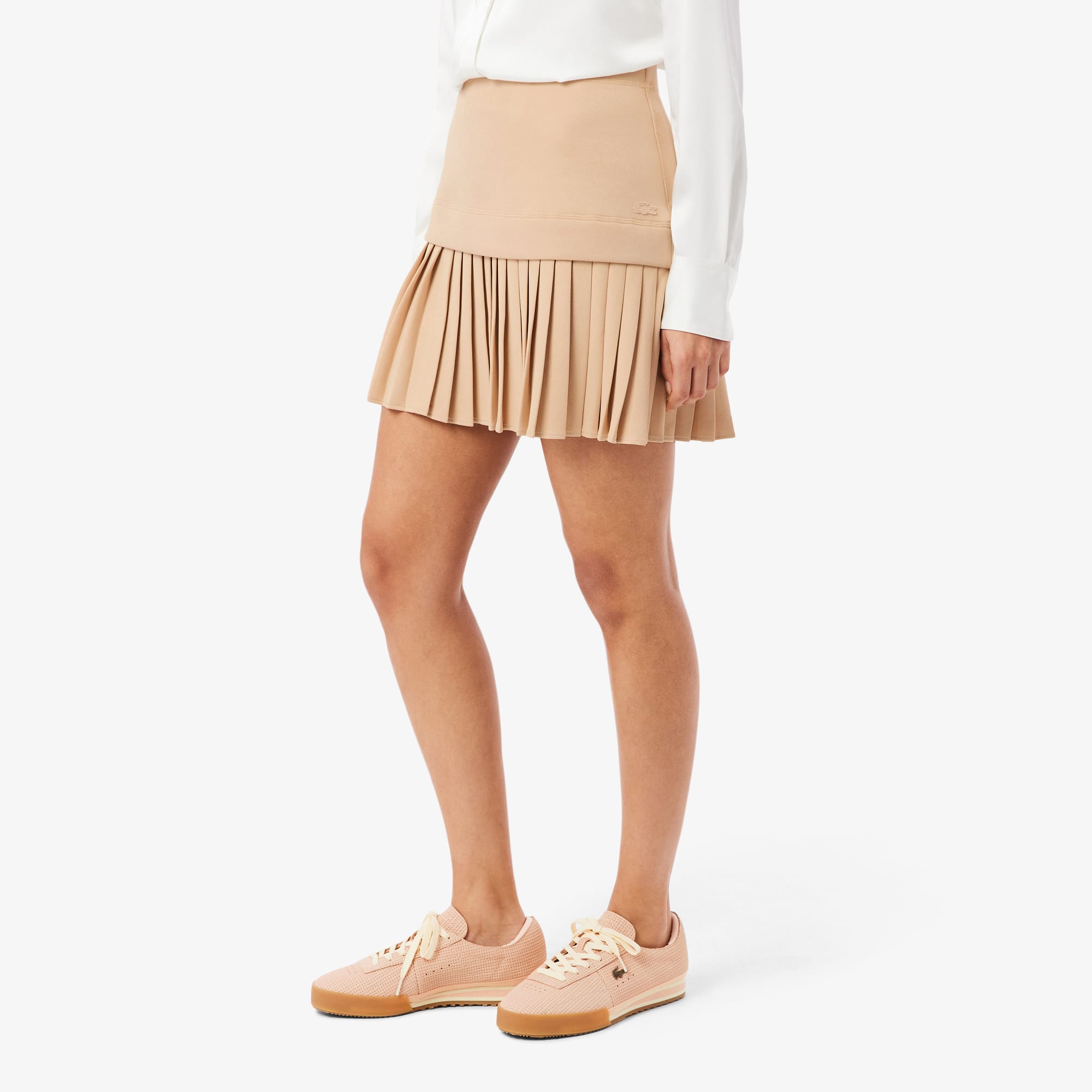 Pleated Cotton Skirt - Beige