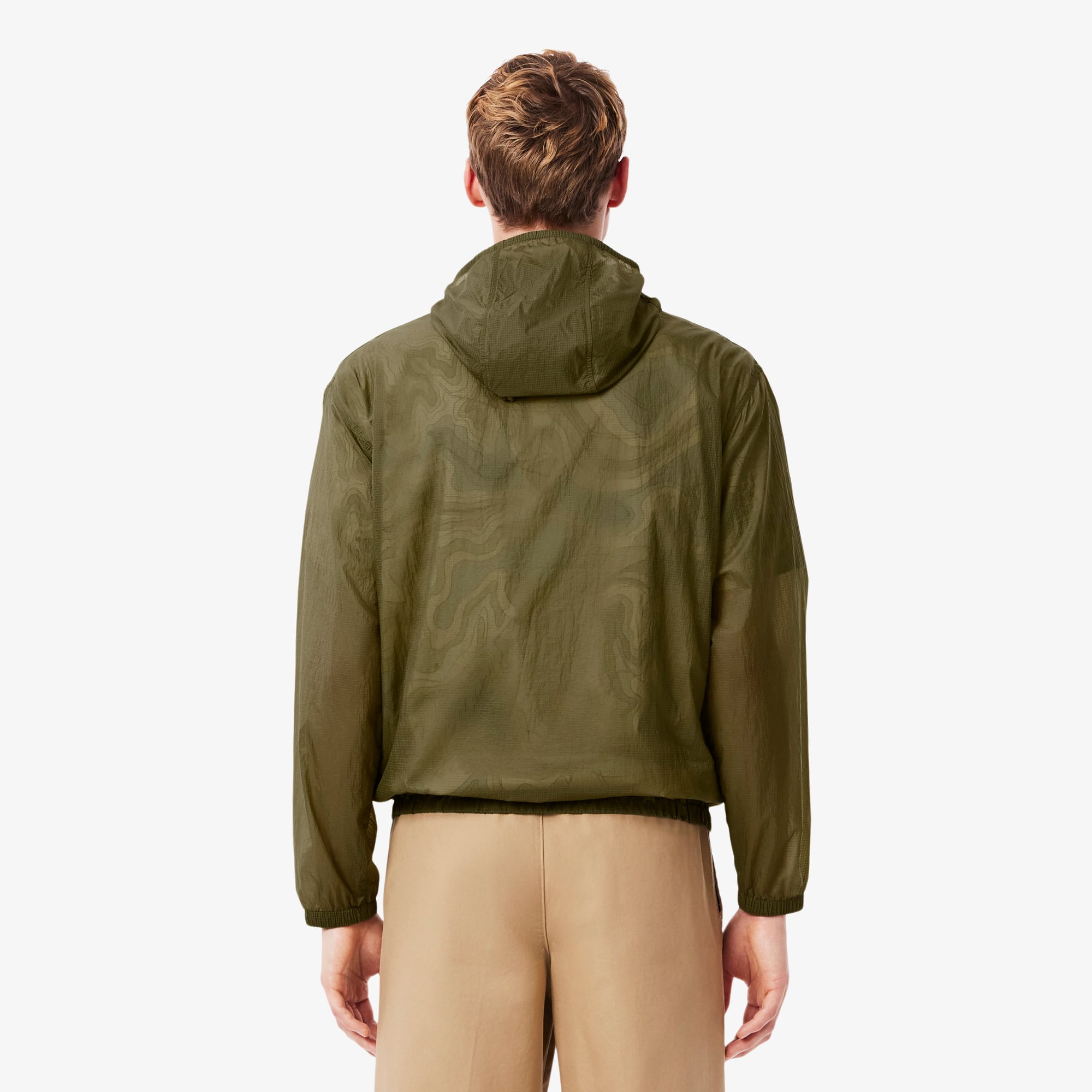 Men's Water-Repellent Nylon Jacket - Khaki Green