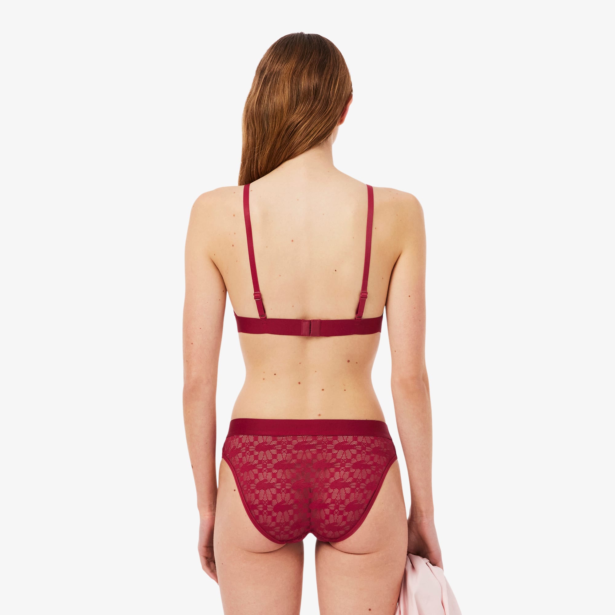 Logo Lace Triangle Bralette - Bordeaux