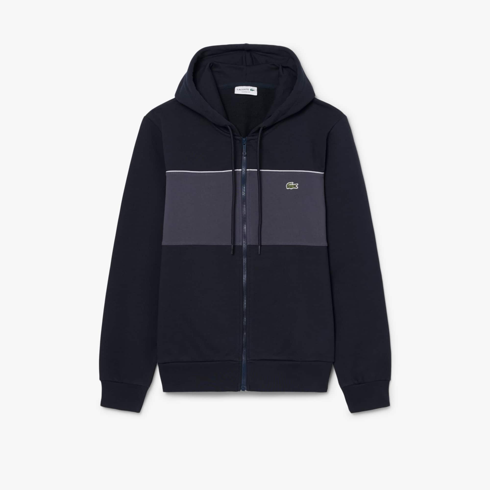 Colorblock Zipped Hoodie - Noir / Gris Fonce