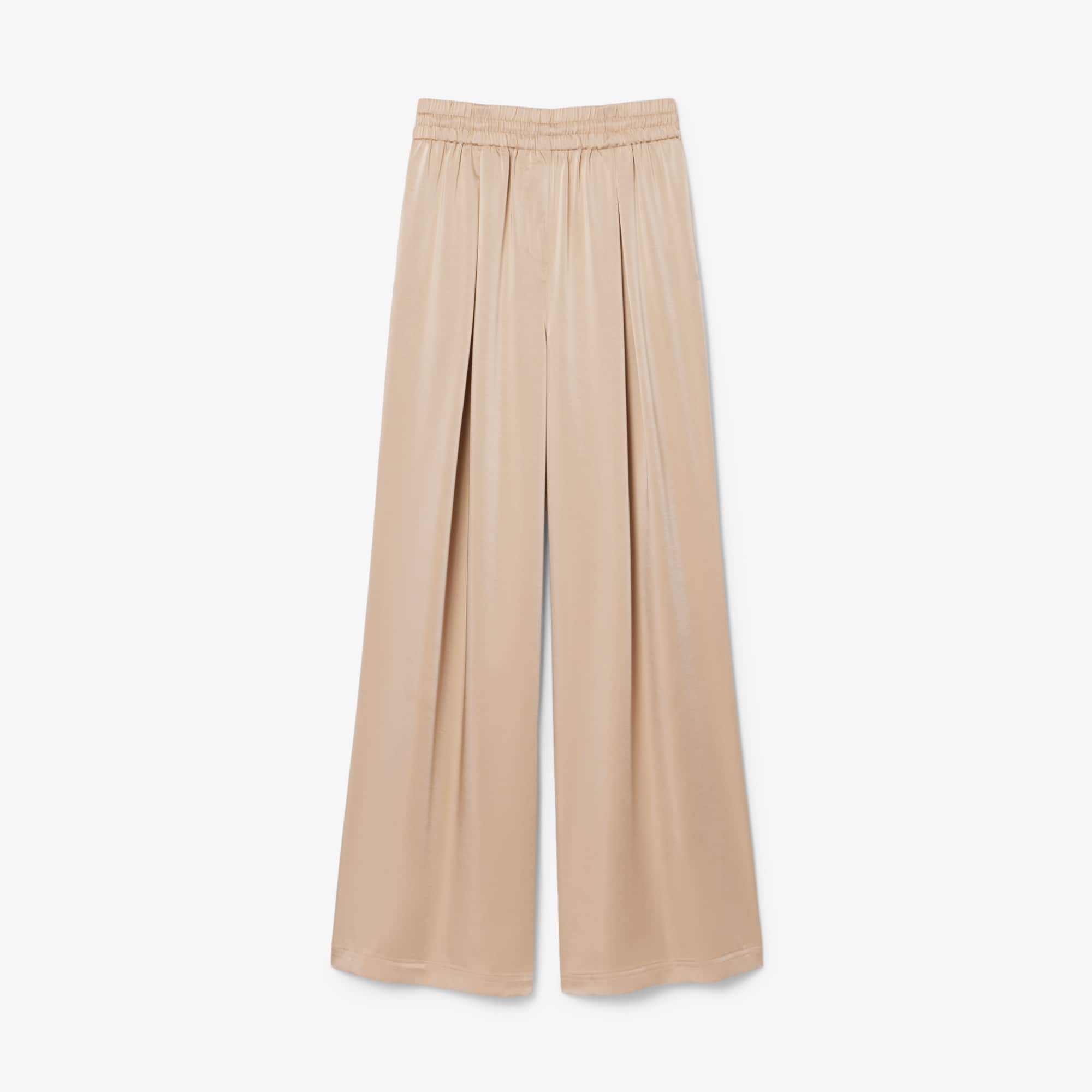 Oversized Elasticated Satin Pants - Beige