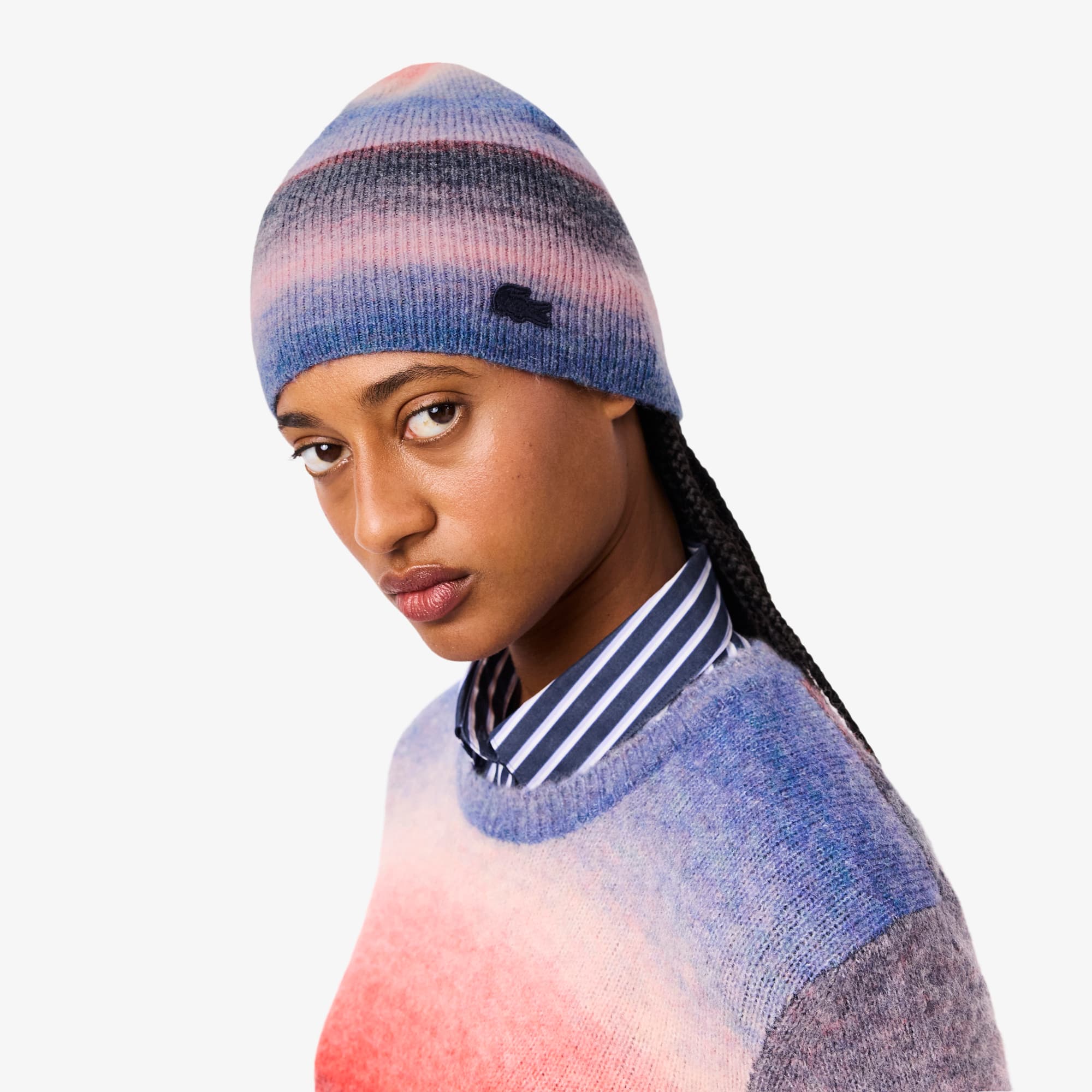 Women's Wool Blend Ombré Beanie - White