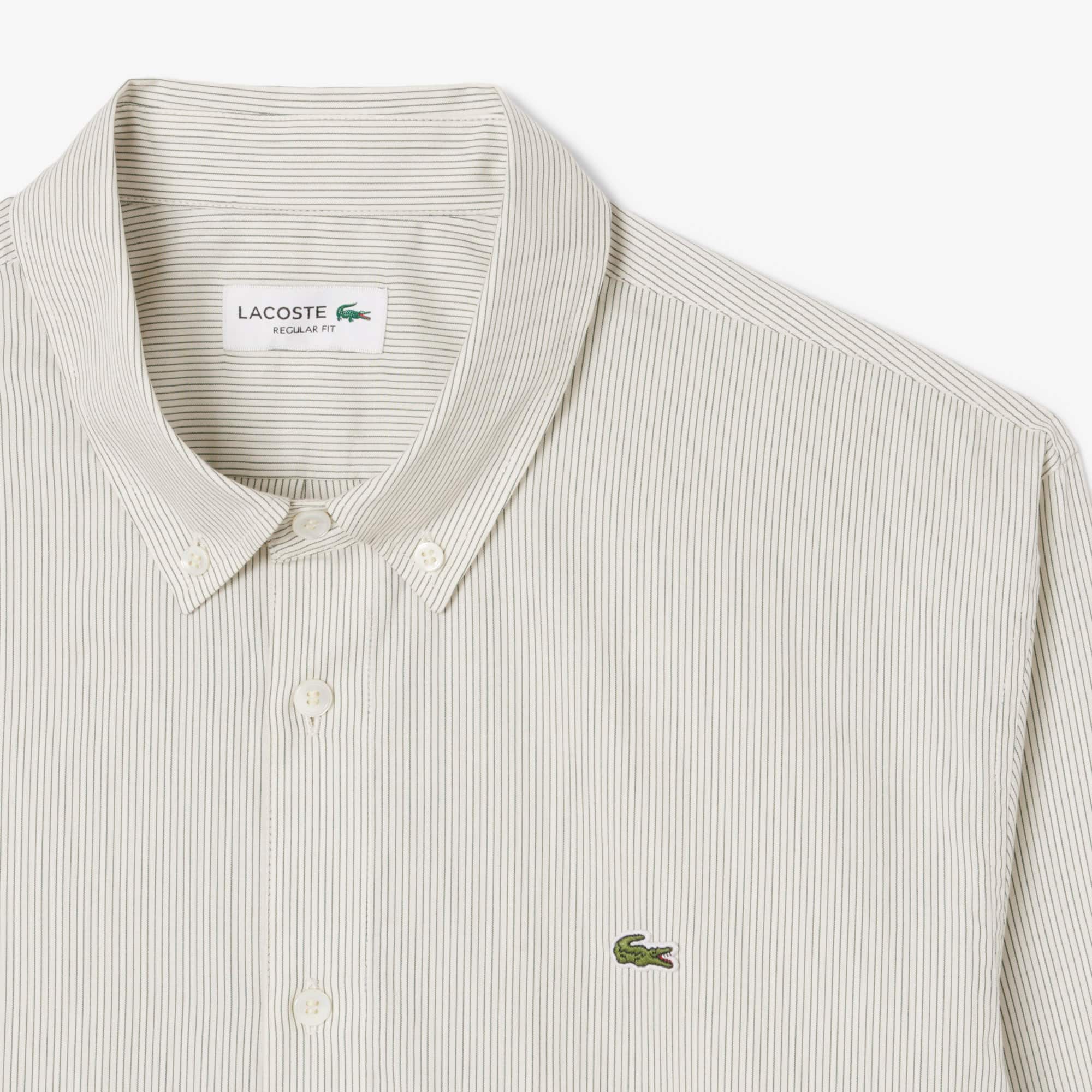 Men's Regular Fit Striped Button Down Shirt - White / Green