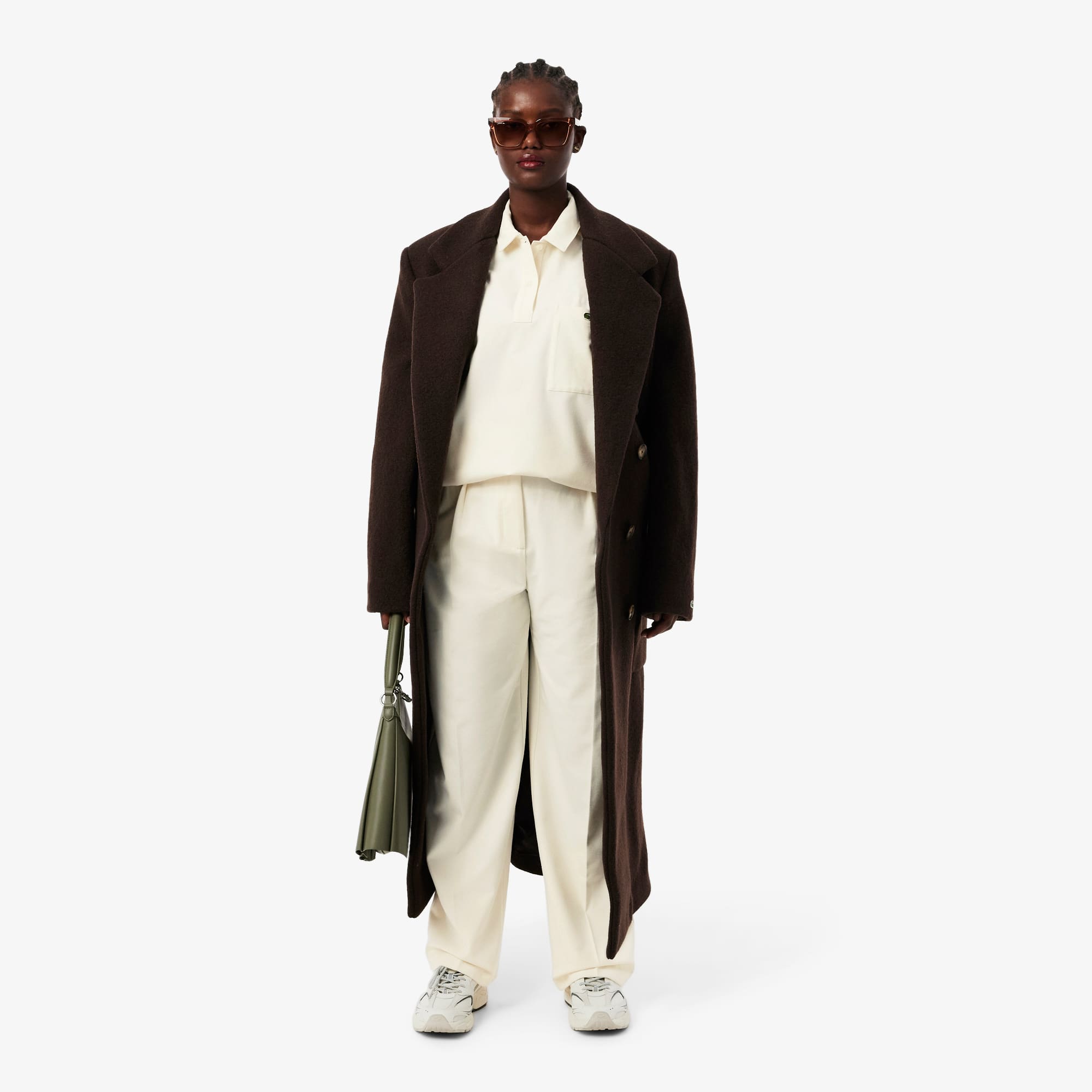 Women's Oversized Pleated Flannel Pants - Cream
