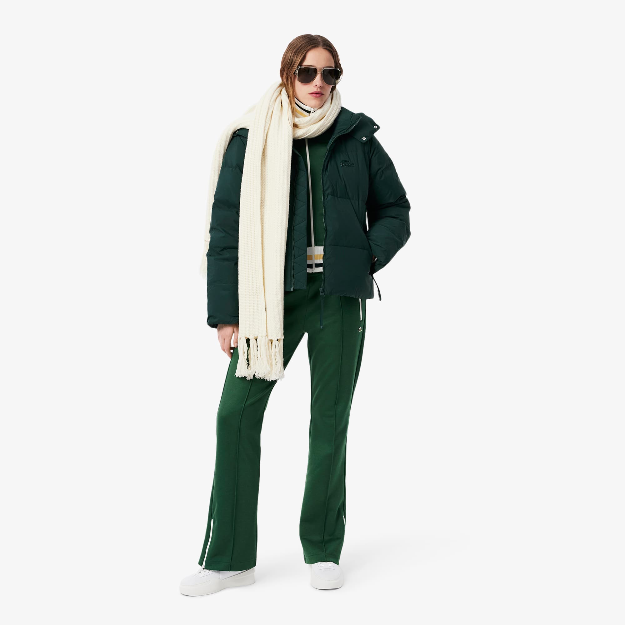 Women's Relaxed Fit Hooded Down Jacket - Forest green