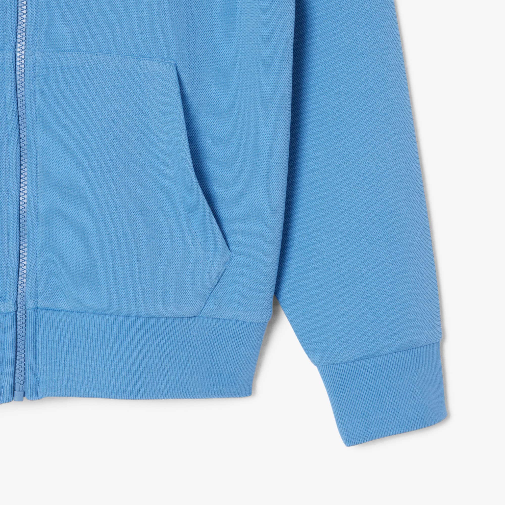 Women's Zip-Up Piqué Hoodie - Blue