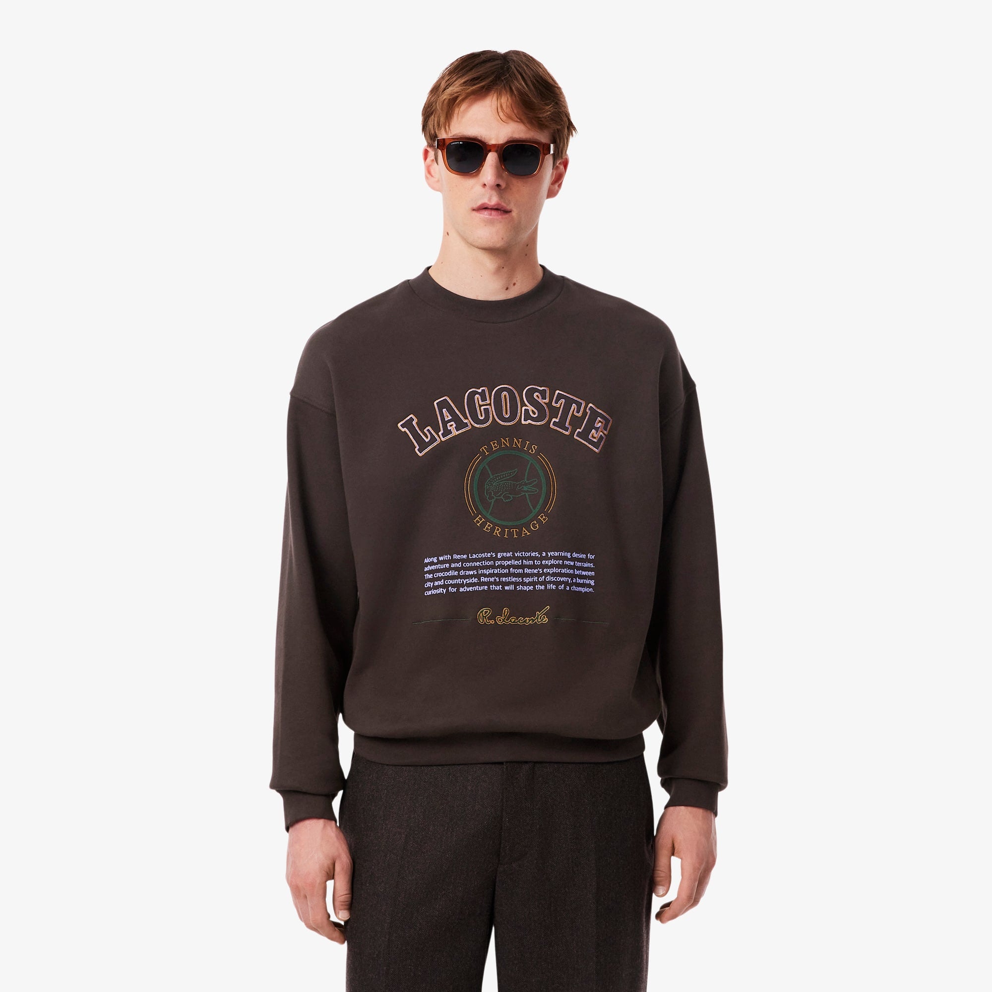 Men's Heritage Embroidery Fleece Sweatshirt - Brown