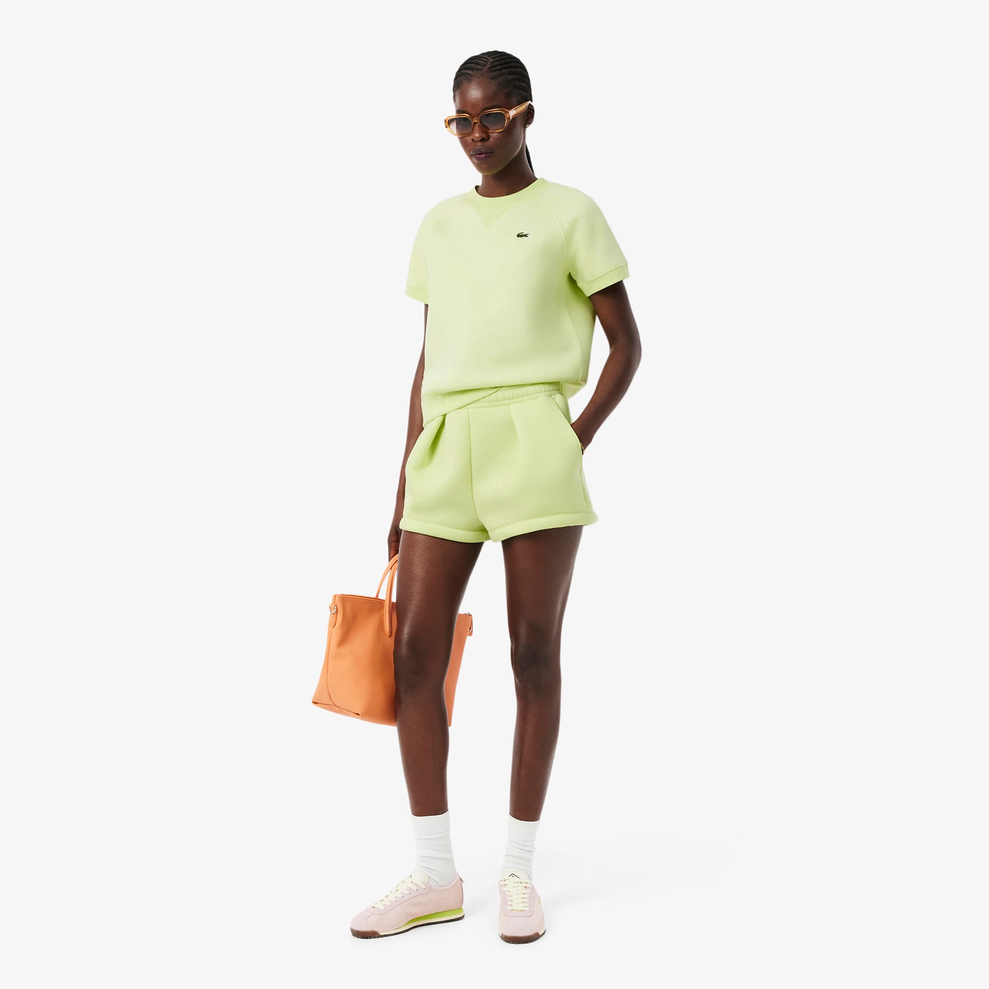Pleated Cotton Shorts - Vert Clair
