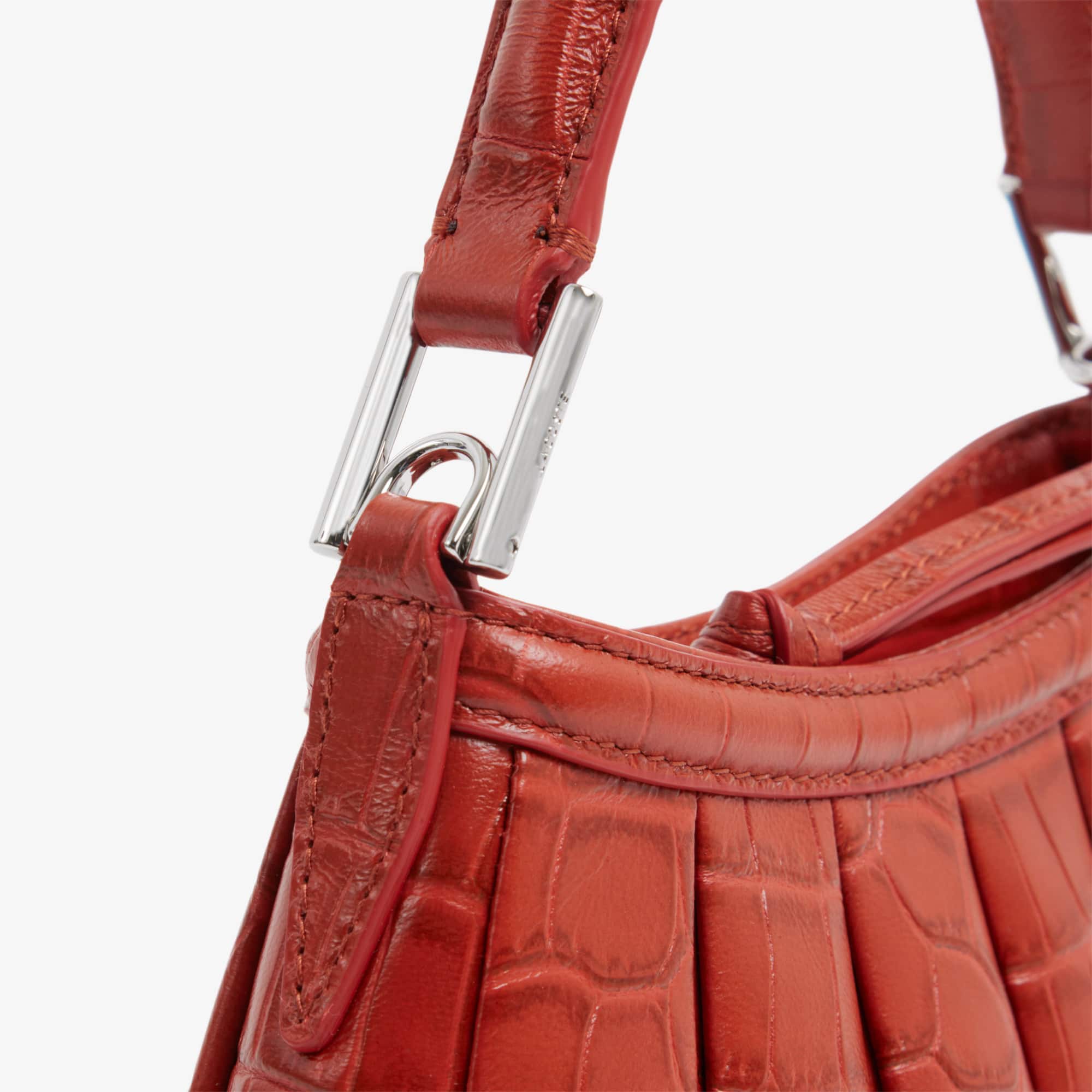 Runway Mini Lenglen Effect Leather Bag - ORANGINE