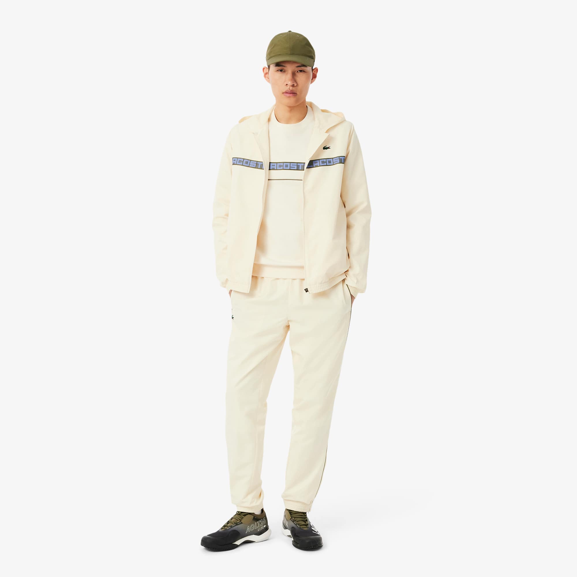 Men's Branded Stripe Tennis Sweatshirt - Cream