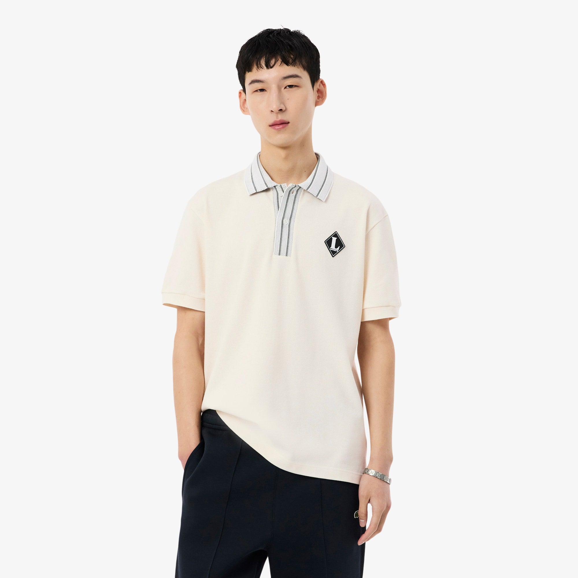 Made In France Classic Fit Badge Polo - Cream