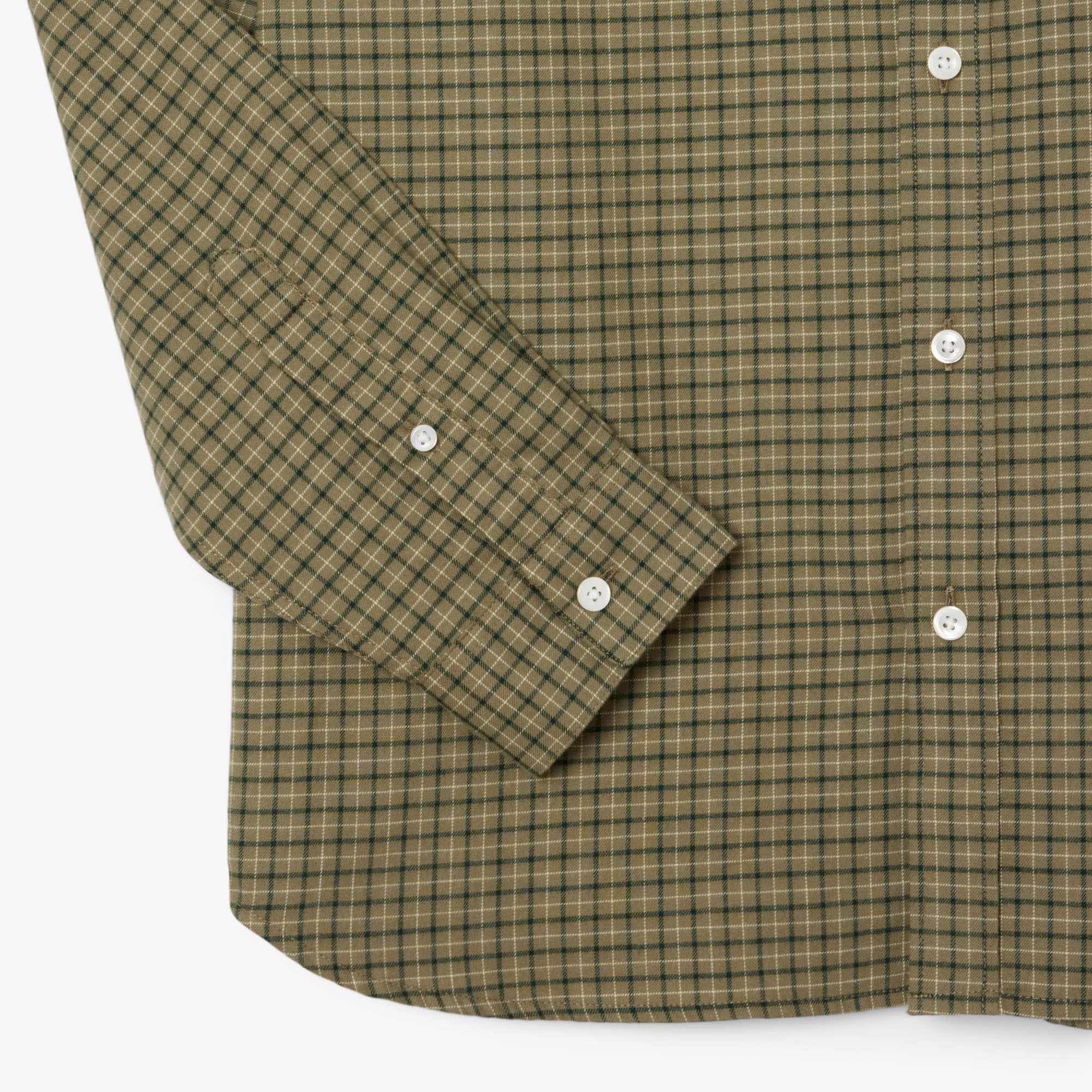 Men's Regular Fit Plaid Flannel Shirt - Khaki Green / Green